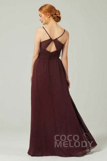 A-Line Floor Length Chiffon Bridesmaid Dress CB0296 - COCOMELODY