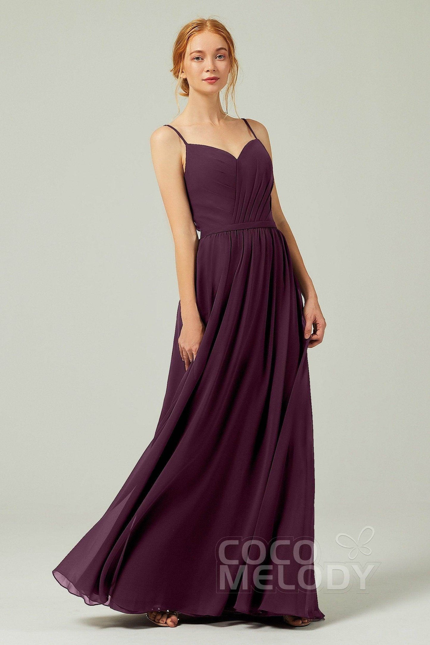 A-Line Floor Length Chiffon Bridesmaid Dress CB0296 - COCOMELODY