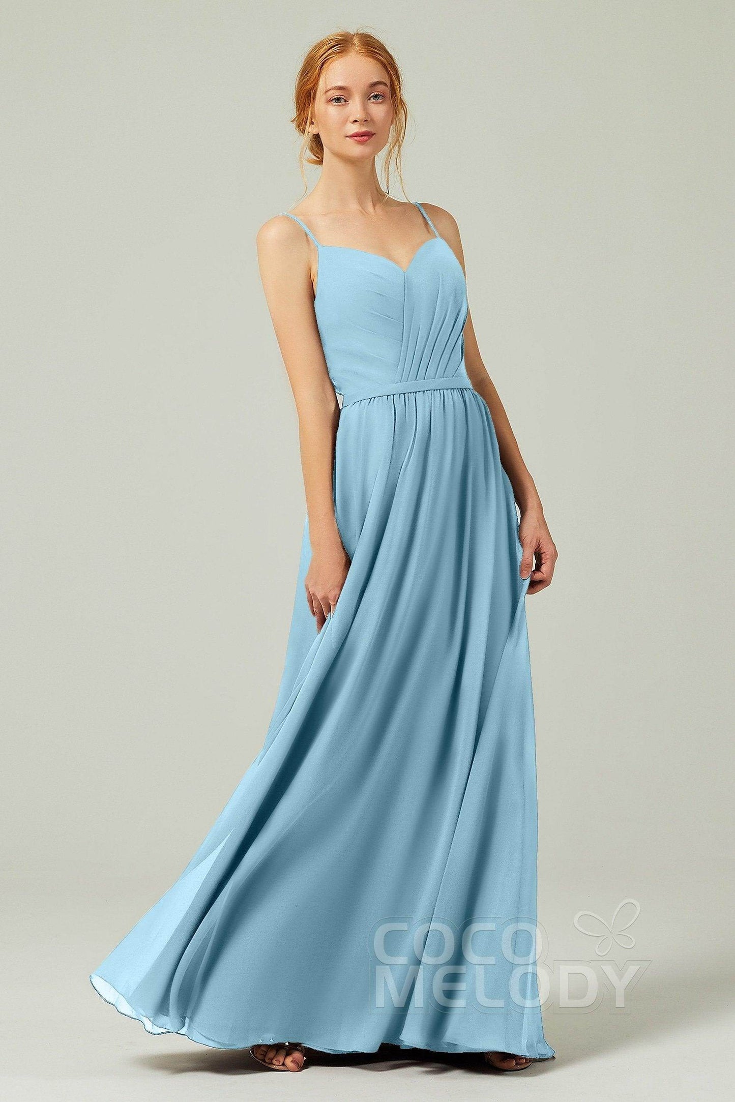 A-Line Floor Length Chiffon Bridesmaid Dress CB0296 - COCOMELODY