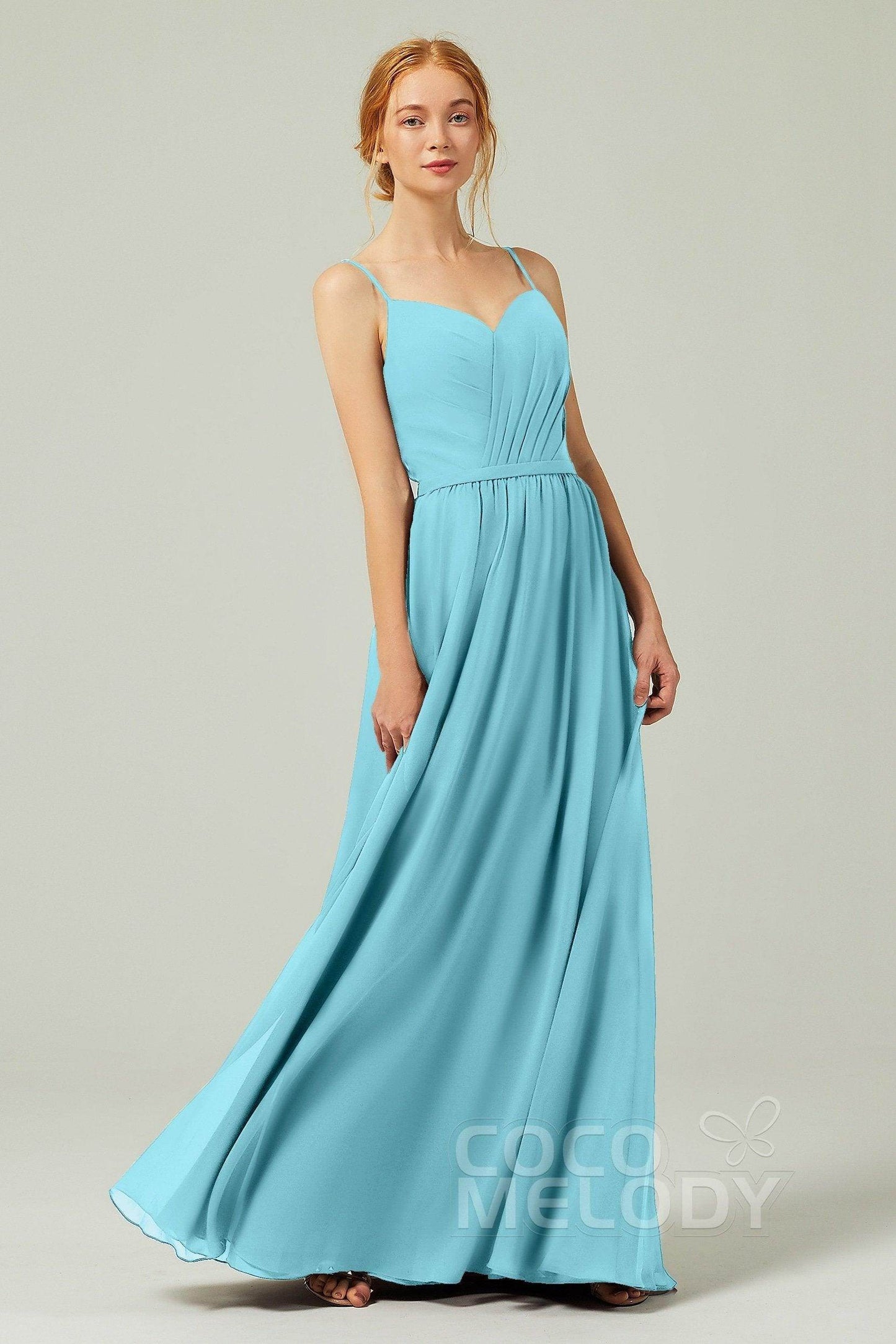 A-Line Floor Length Chiffon Bridesmaid Dress CB0296 - COCOMELODY