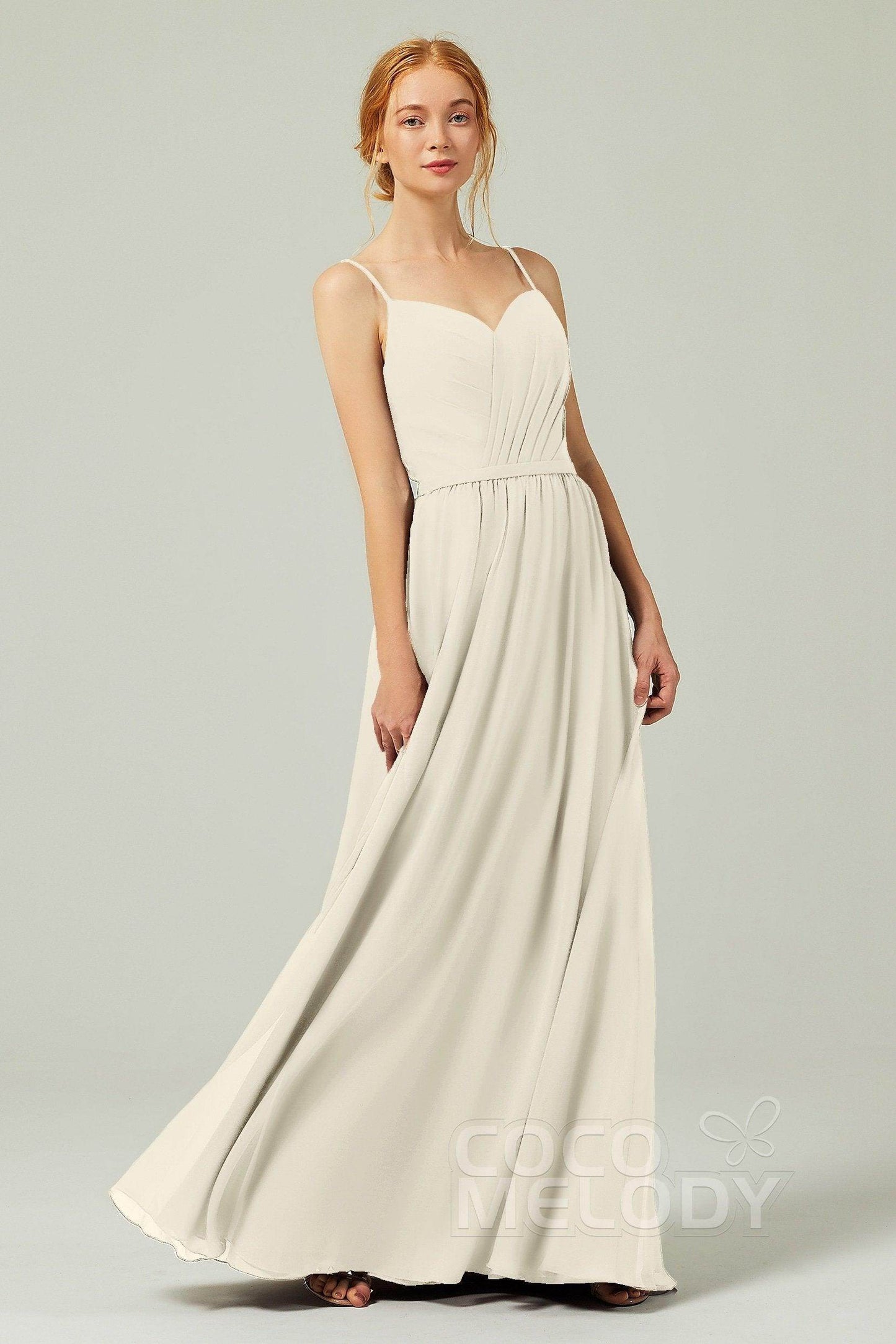 A-Line Floor Length Chiffon Bridesmaid Dress CB0296 - COCOMELODY