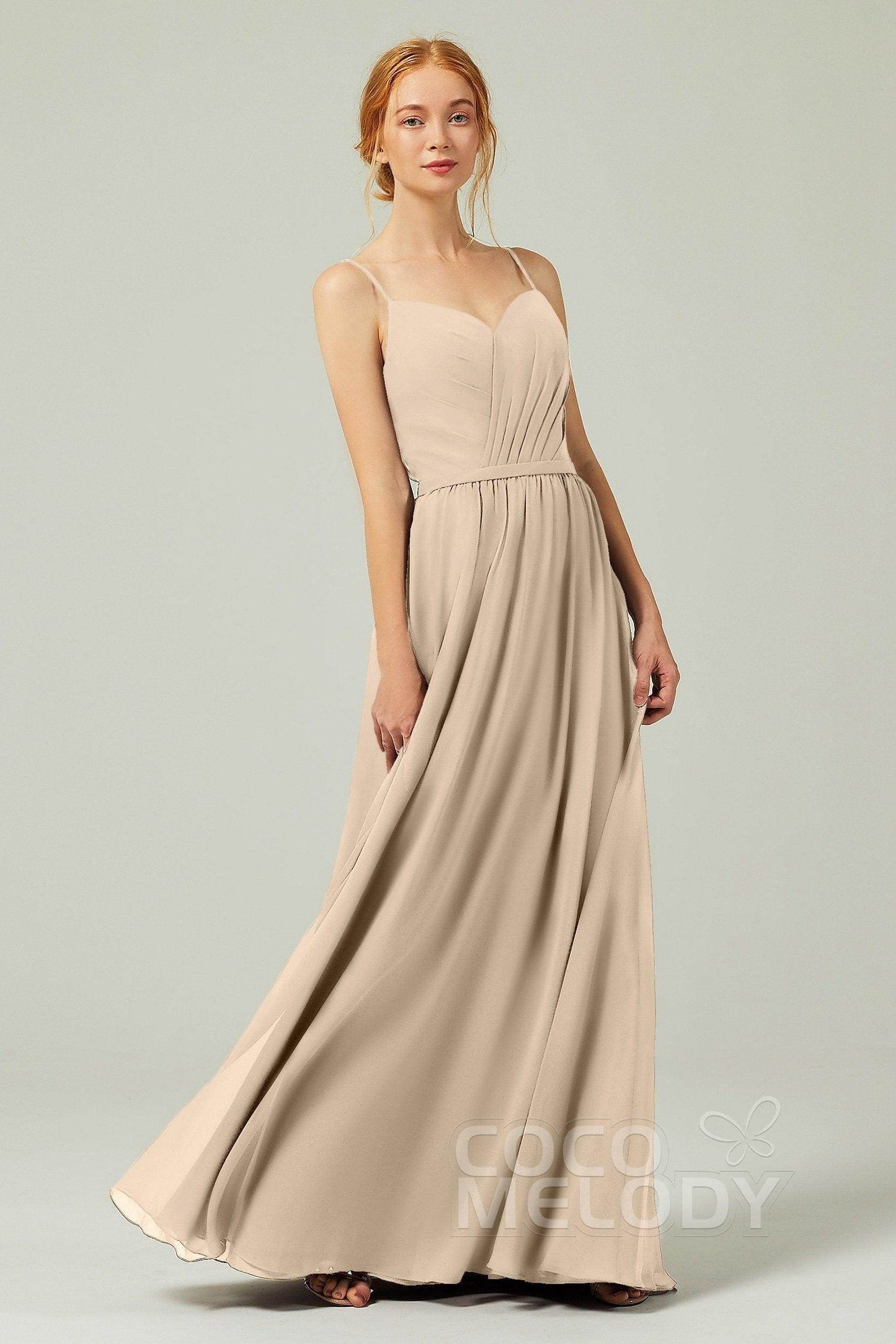A-Line Floor Length Chiffon Bridesmaid Dress CB0296 - COCOMELODY