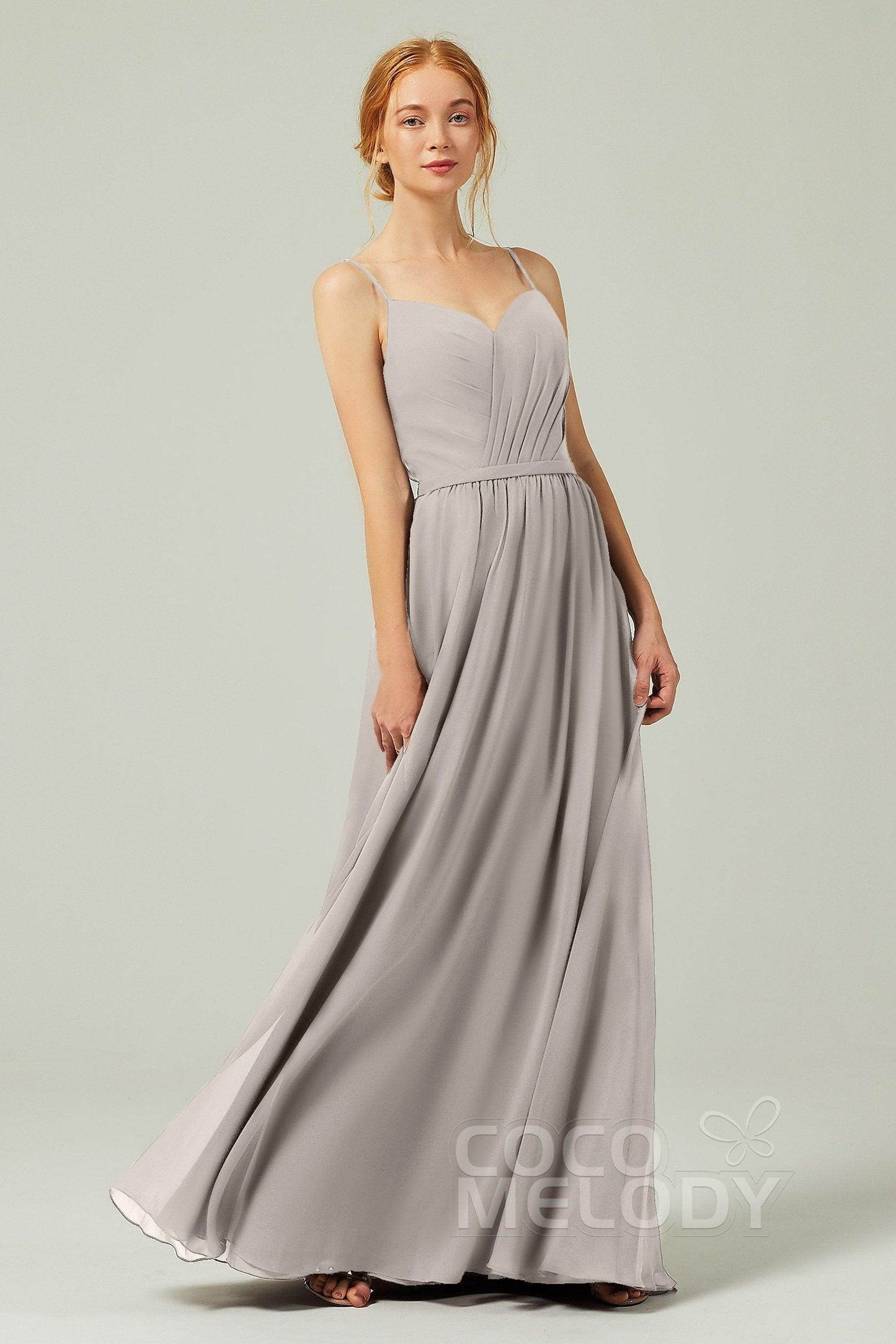 A-Line Floor Length Chiffon Bridesmaid Dress CB0296 - COCOMELODY