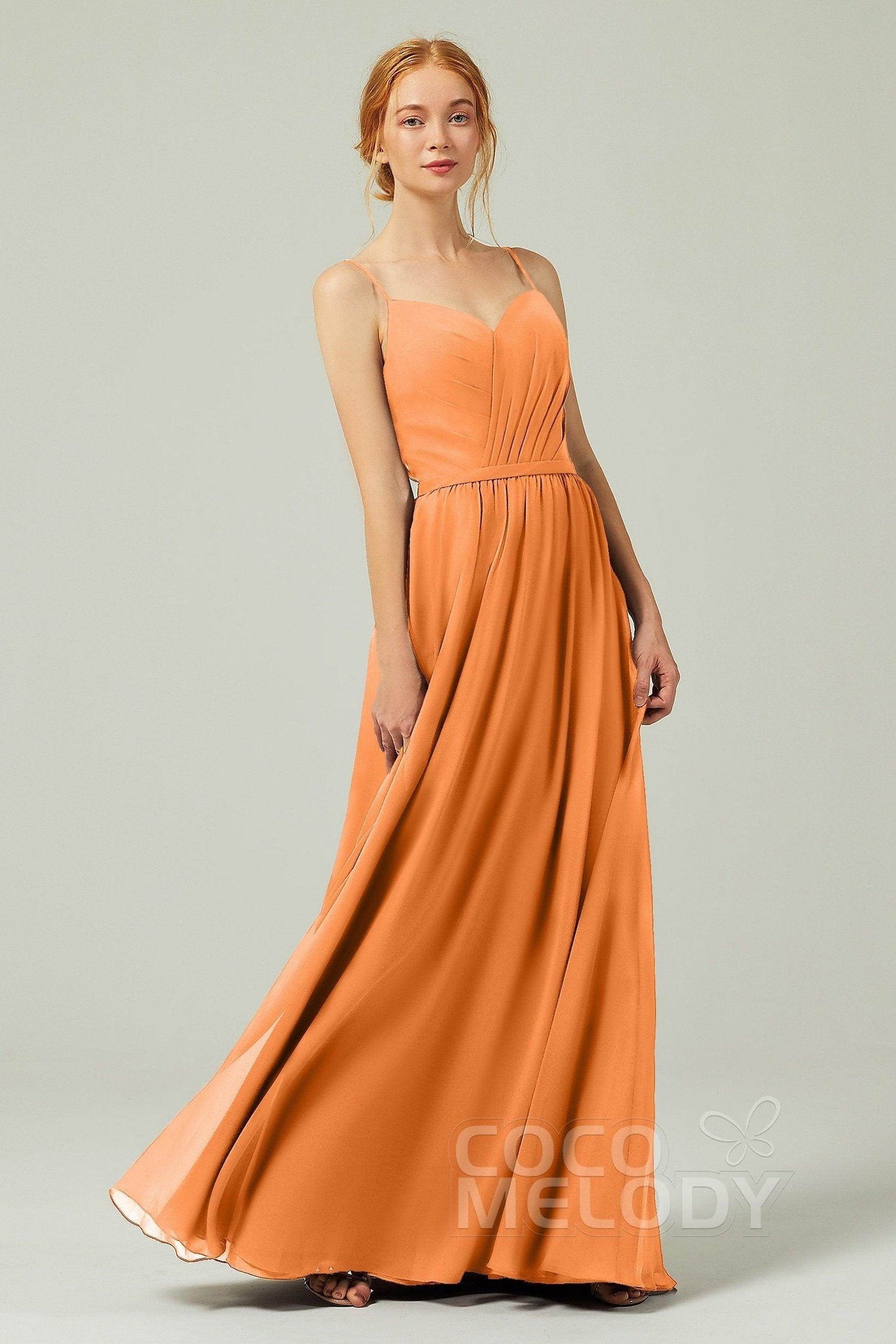 A-Line Floor Length Chiffon Bridesmaid Dress CB0296 - COCOMELODY
