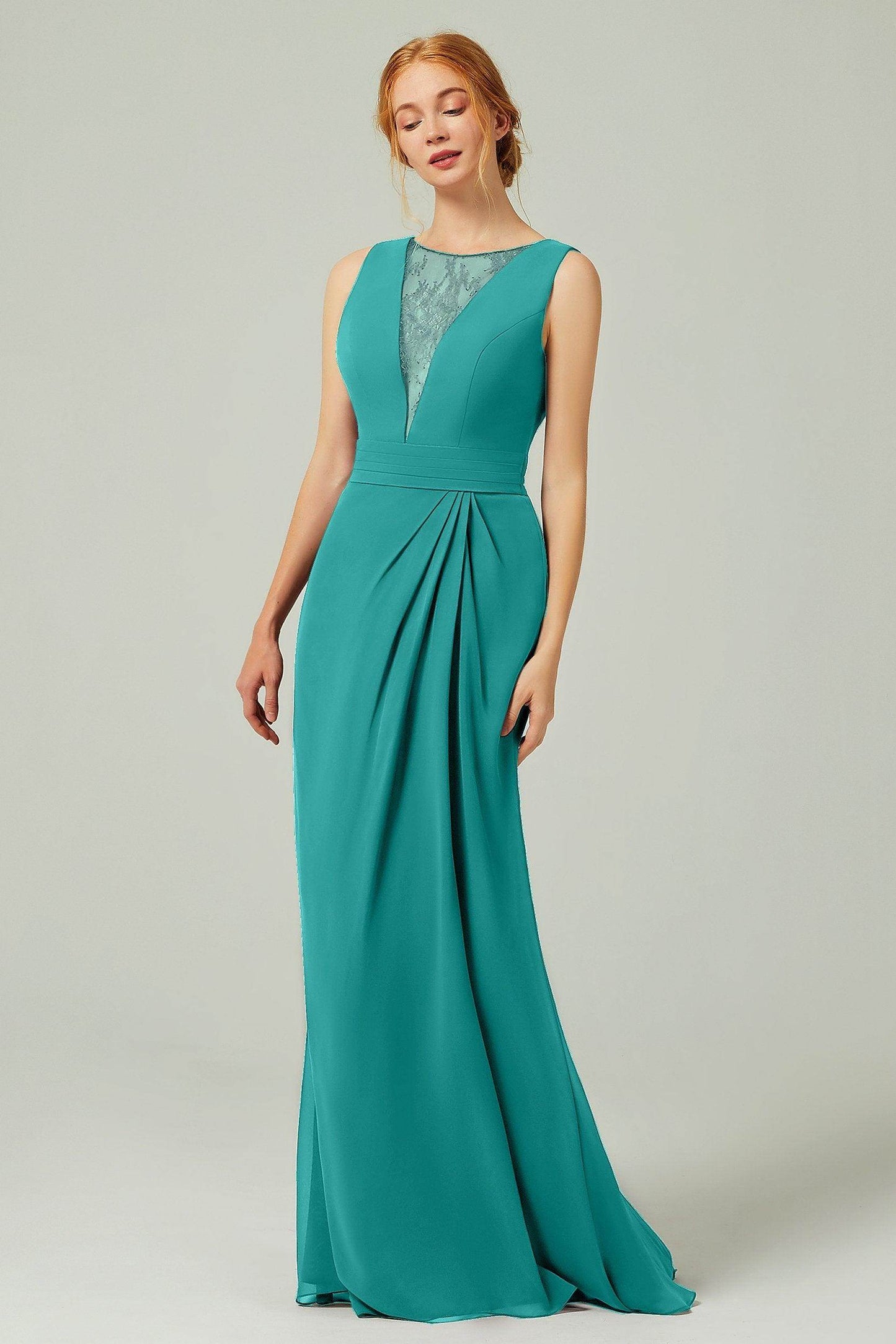 Sheath-Column Floor Length Chiffon Bridesmaid Dress Formal Dresses CB0297 - COCOMELODY