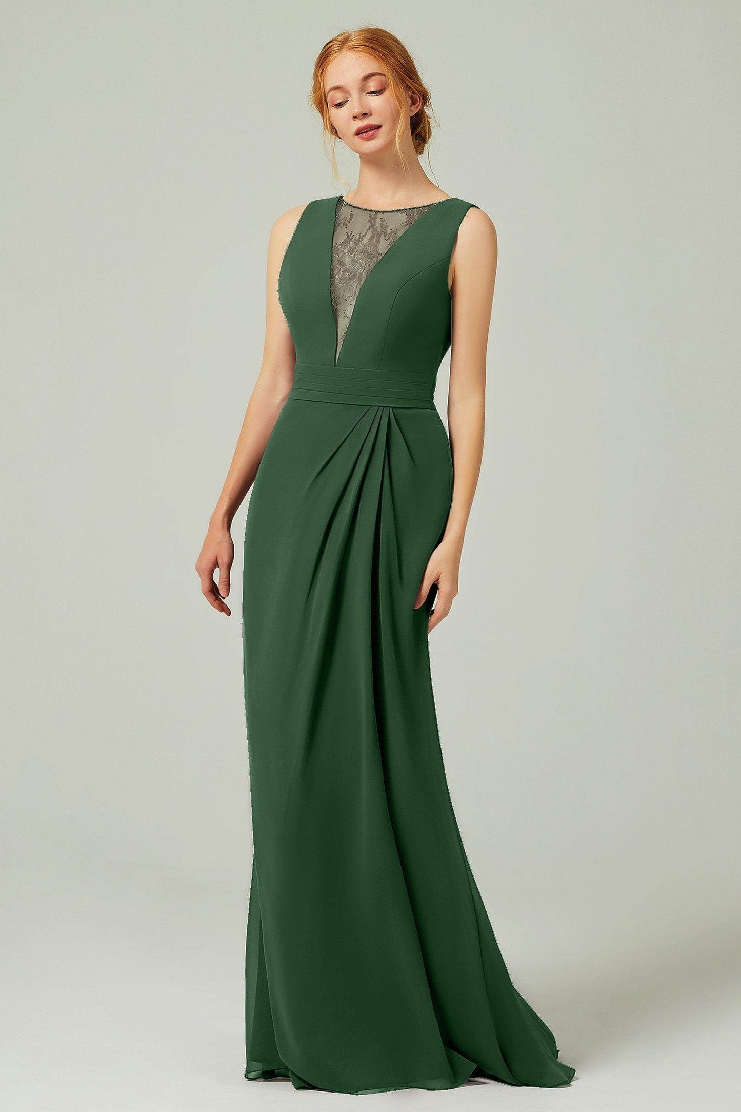 Sheath-Column Floor Length Chiffon Bridesmaid Dress Formal Dresses CB0297 - COCOMELODY