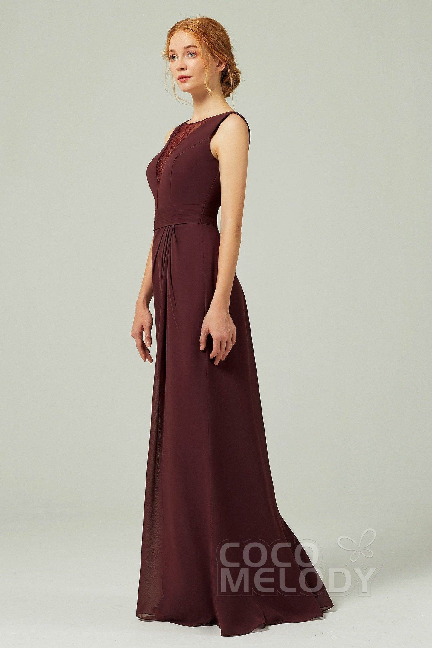 Sheath-Column Floor Length Chiffon Bridesmaid Dress Formal Dresses CB0297 - COCOMELODY