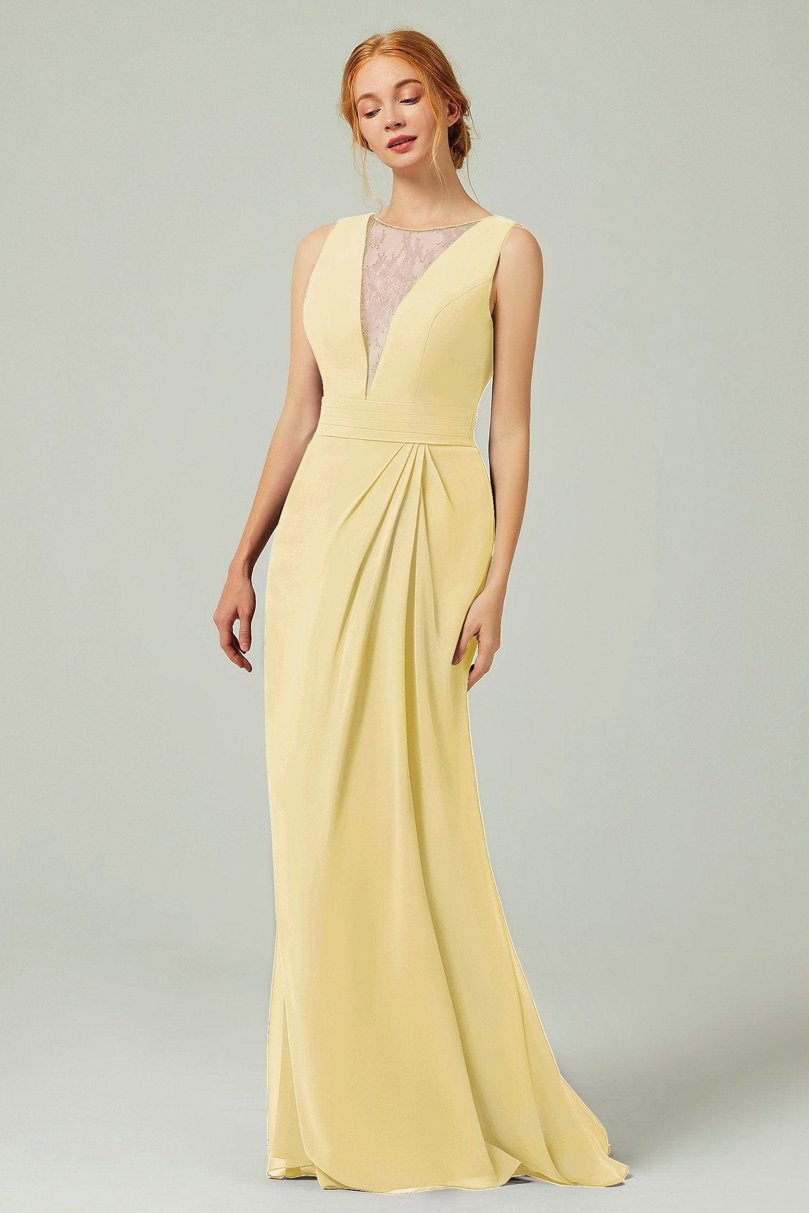 Sheath-Column Floor Length Chiffon Bridesmaid Dress Formal Dresses CB0297 - COCOMELODY