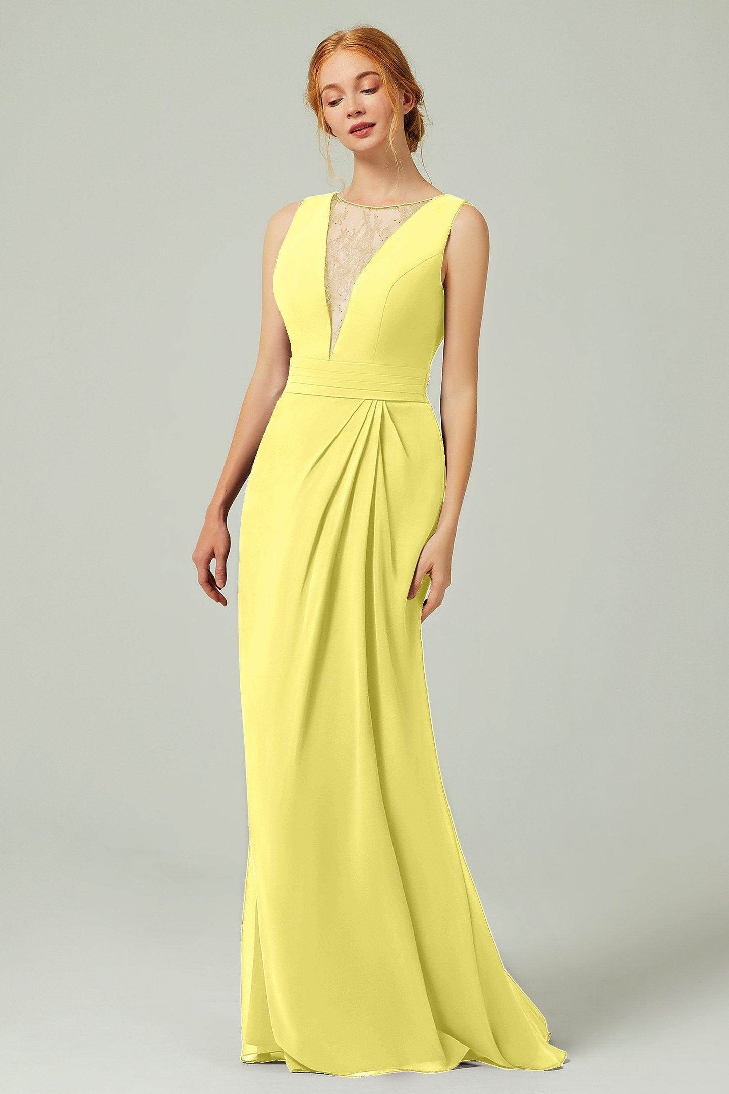 Sheath-Column Floor Length Chiffon Bridesmaid Dress Formal Dresses CB0297 - COCOMELODY