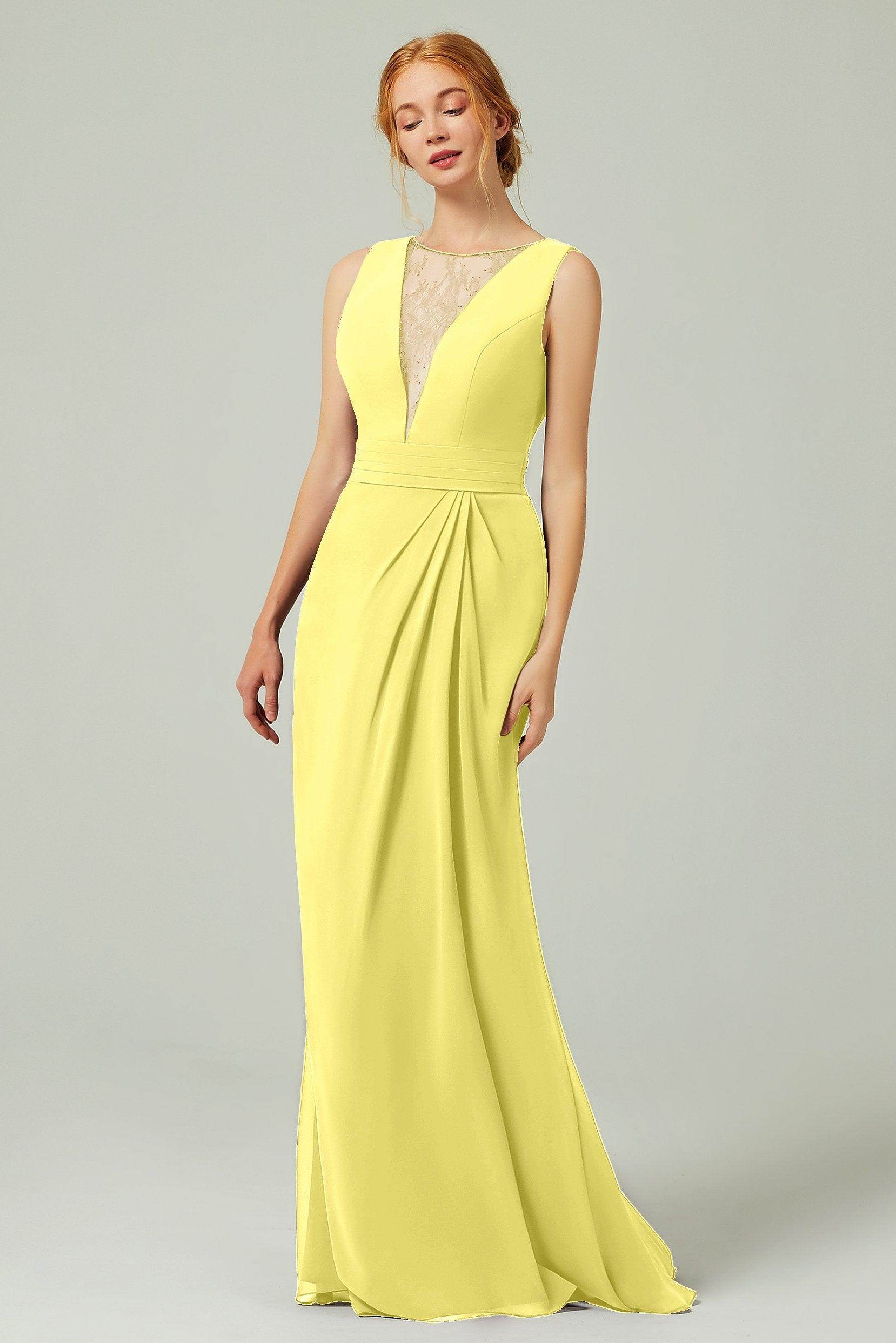 Sheath-Column Floor Length Chiffon Bridesmaid Dress Formal Dresses CB0297 - COCOMELODY