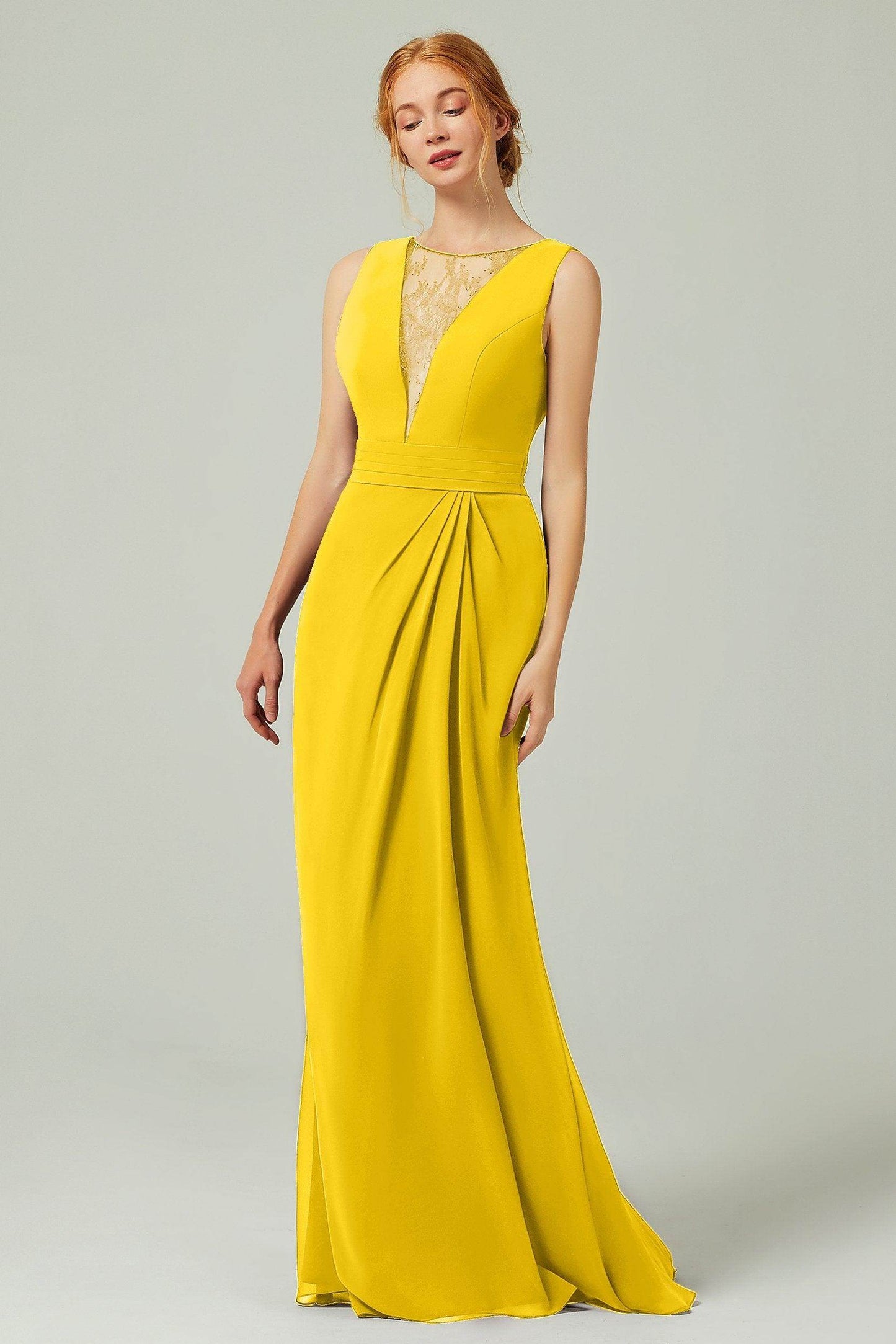 Sheath-Column Floor Length Chiffon Bridesmaid Dress Formal Dresses CB0297 - COCOMELODY