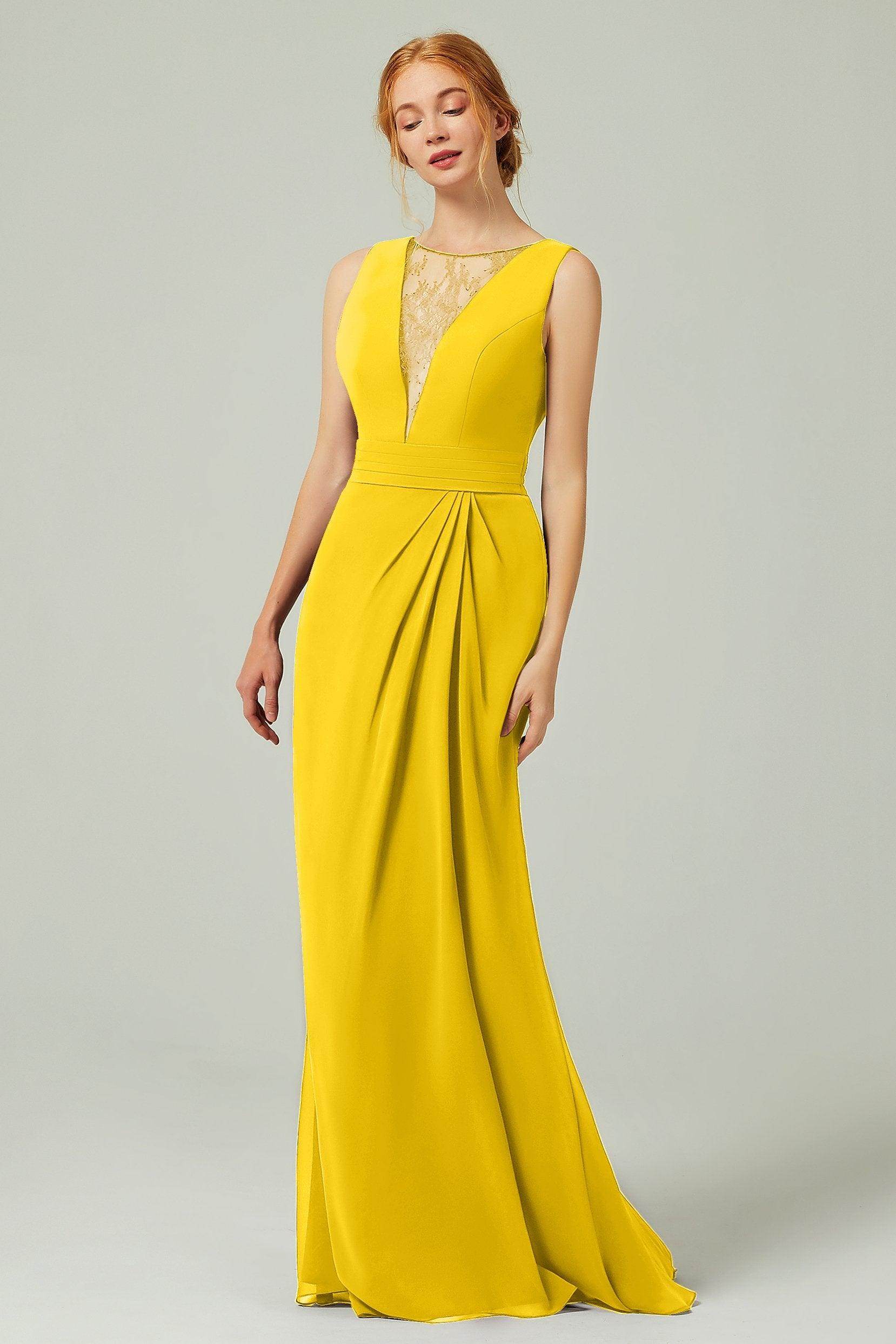 Sheath-Column Floor Length Chiffon Bridesmaid Dress Formal Dresses CB0297 - COCOMELODY