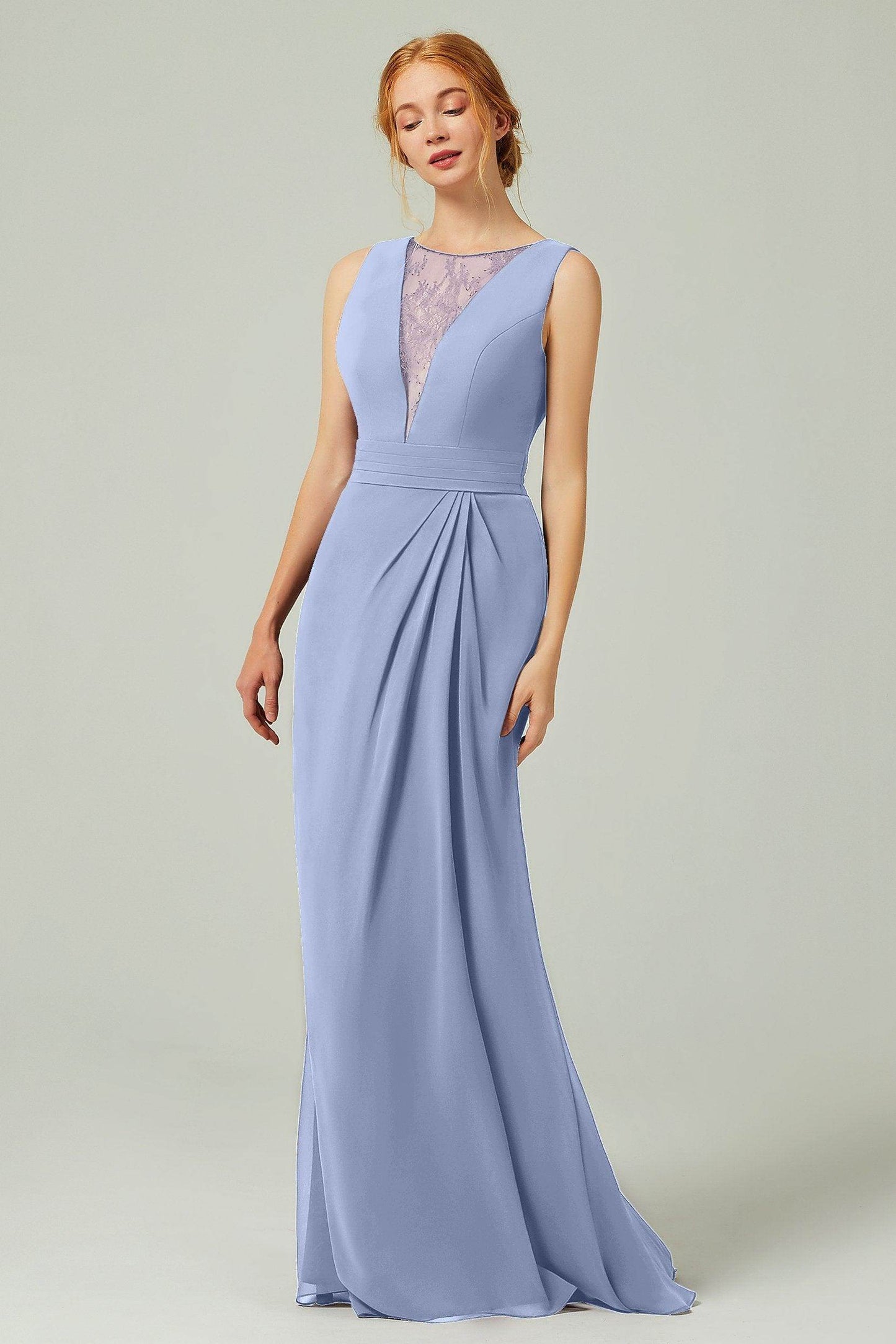 Sheath-Column Floor Length Chiffon Bridesmaid Dress Formal Dresses CB0297 - COCOMELODY