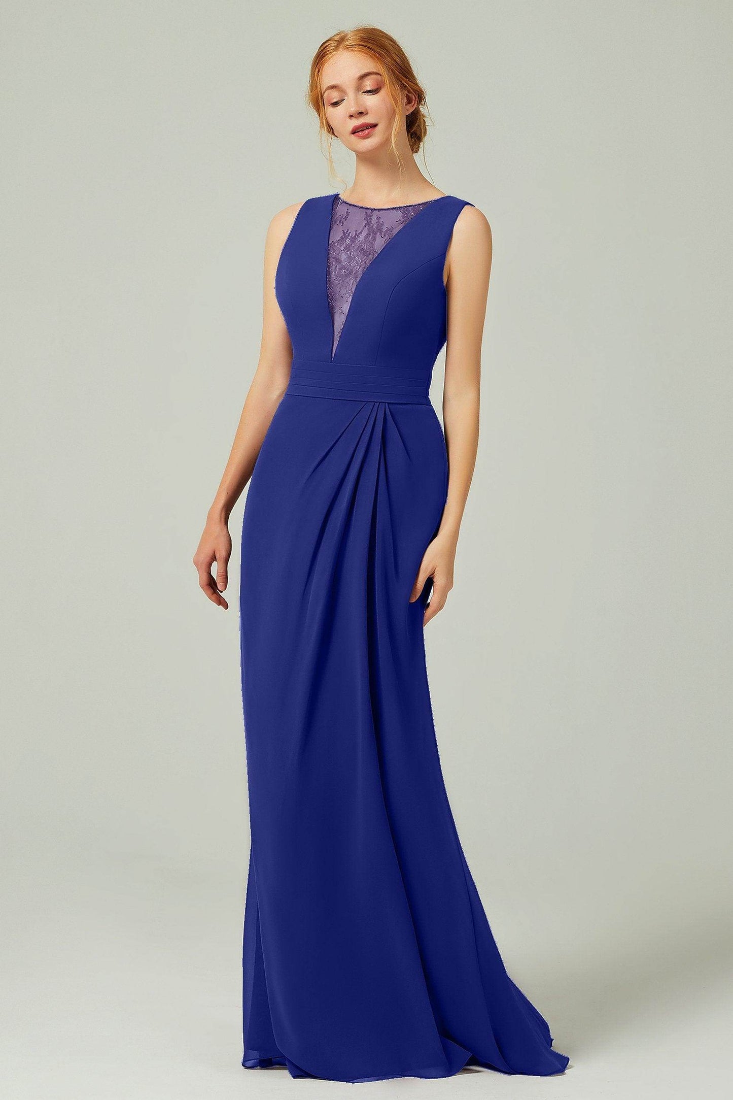 Sheath-Column Floor Length Chiffon Bridesmaid Dress Formal Dresses CB0297 - COCOMELODY