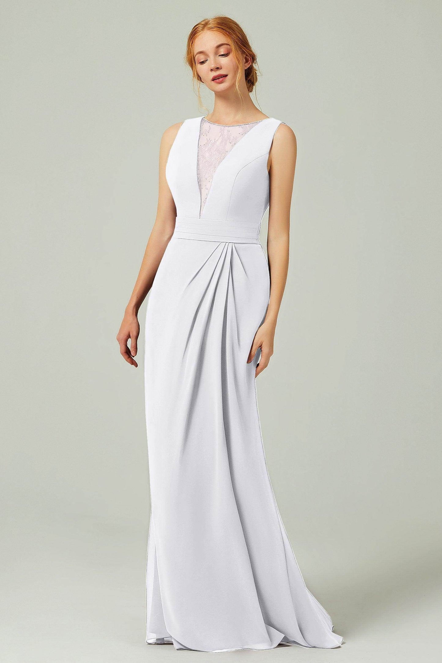 Sheath-Column Floor Length Chiffon Bridesmaid Dress Formal Dresses CB0297 - COCOMELODY