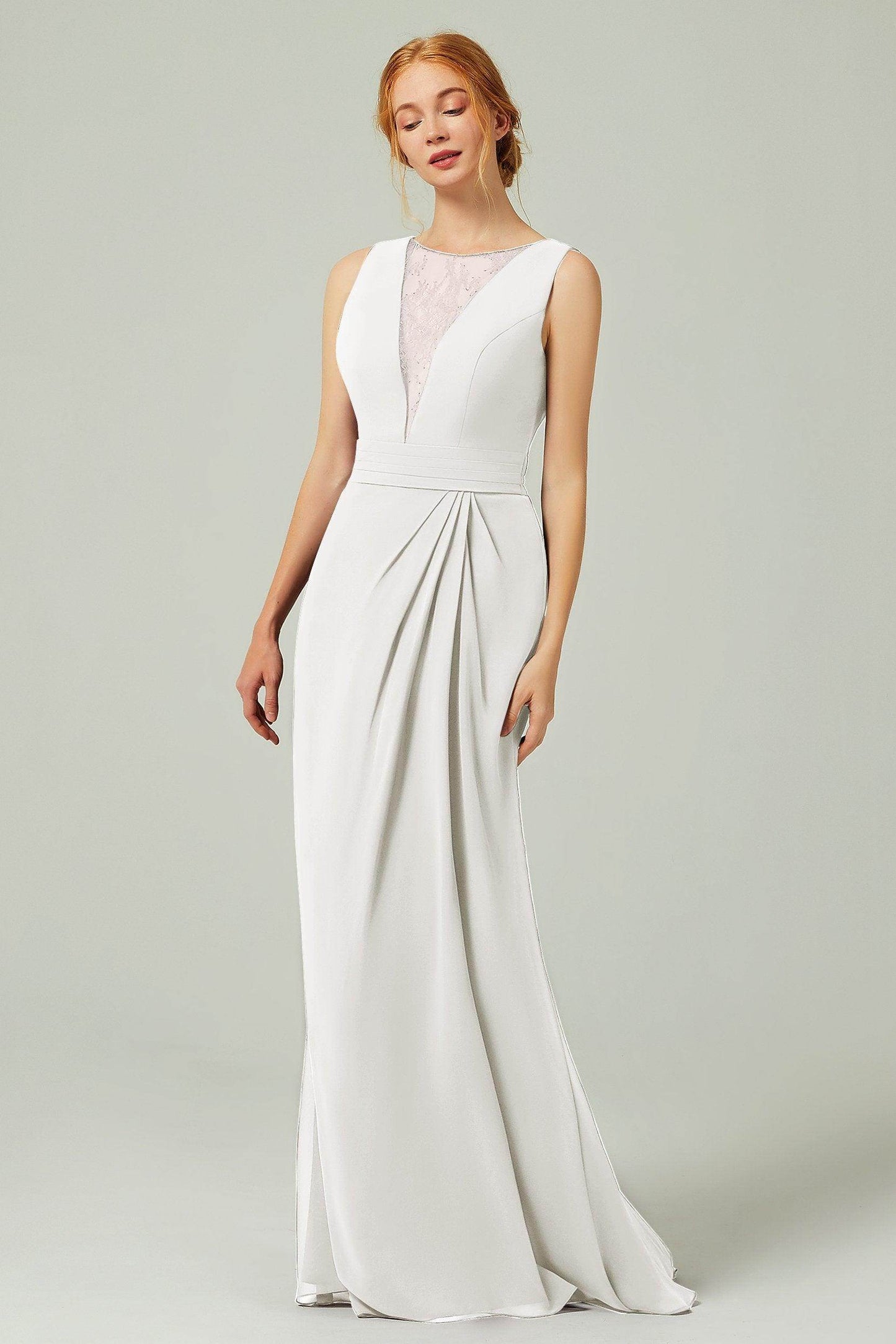 Sheath-Column Floor Length Chiffon Bridesmaid Dress Formal Dresses CB0297 - COCOMELODY