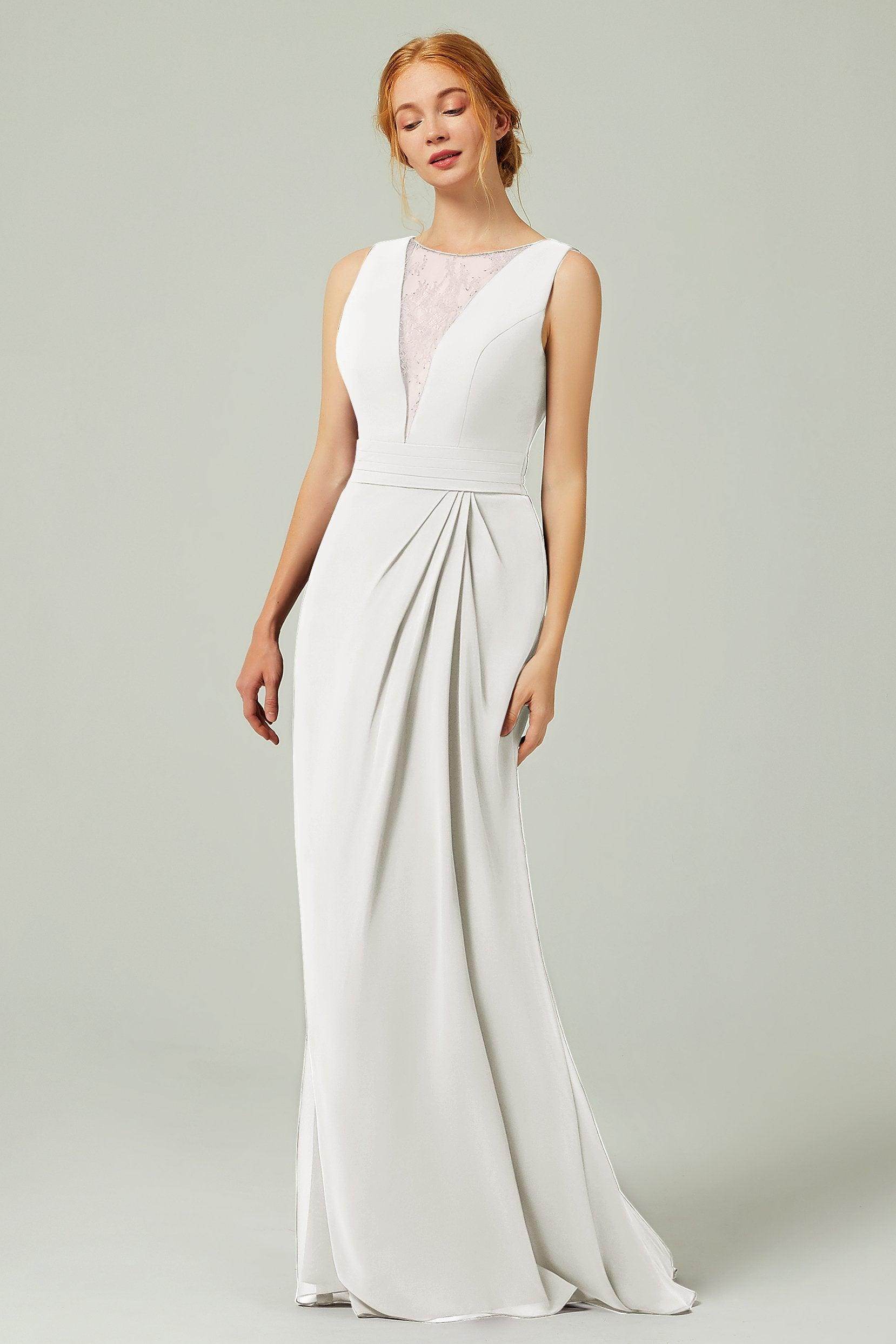Sheath-Column Floor Length Chiffon Bridesmaid Dress Formal Dresses CB0297 - COCOMELODY