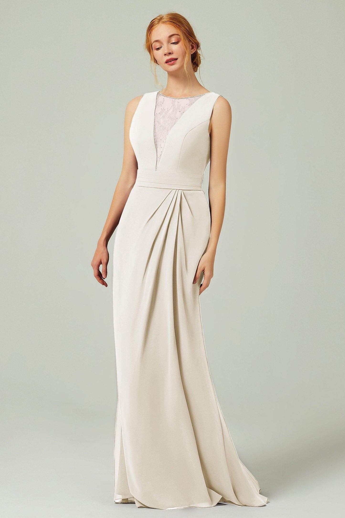 Sheath-Column Floor Length Chiffon Bridesmaid Dress Formal Dresses CB0297 - COCOMELODY
