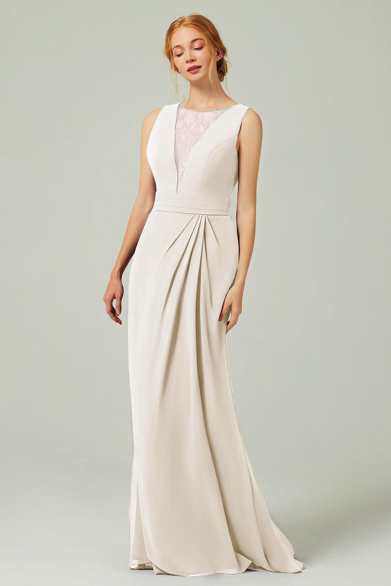 Sheath-Column Floor Length Chiffon Bridesmaid Dress Formal Dresses CB0297 - COCOMELODY