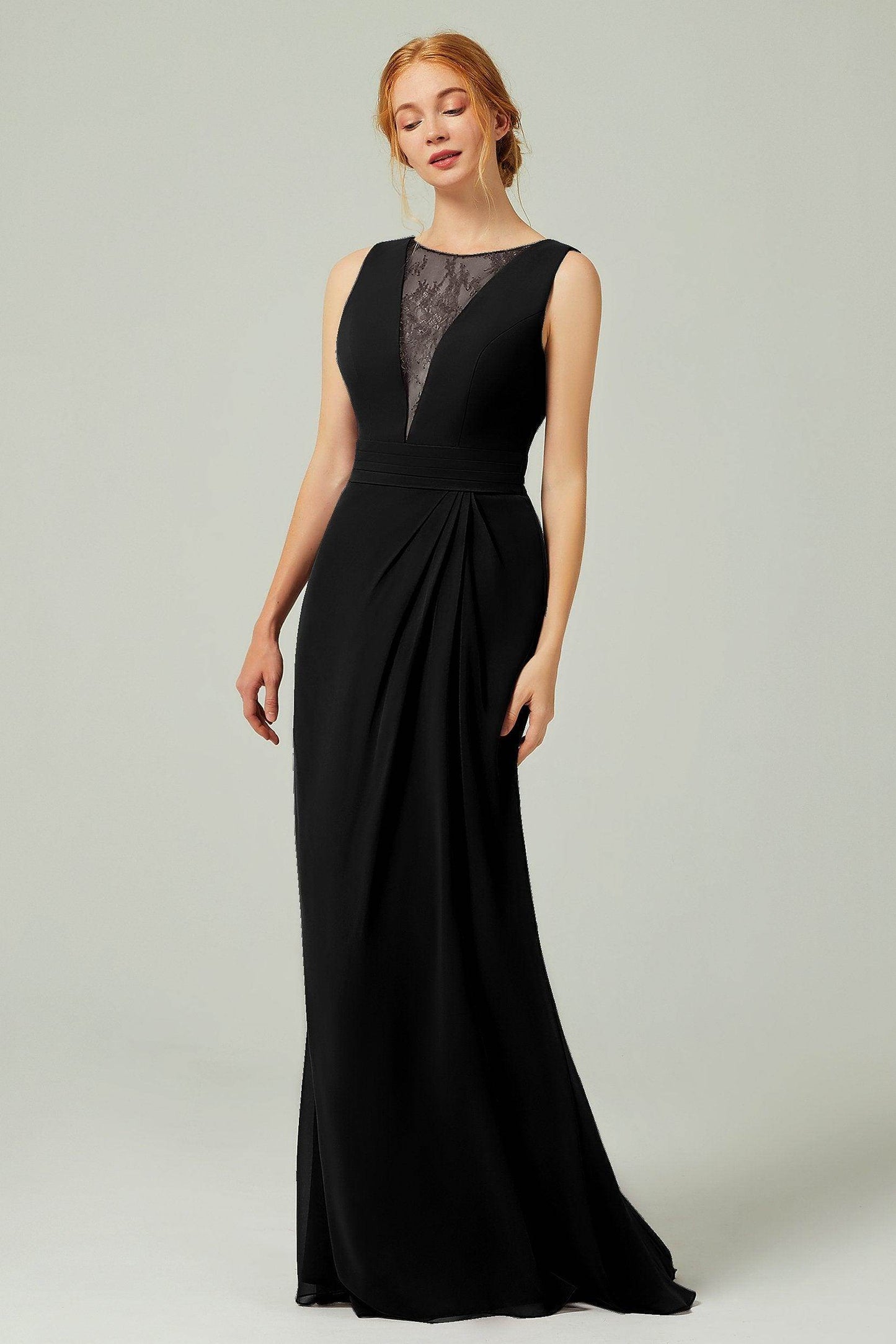 Sheath-Column Floor Length Chiffon Bridesmaid Dress Formal Dresses CB0297 - COCOMELODY