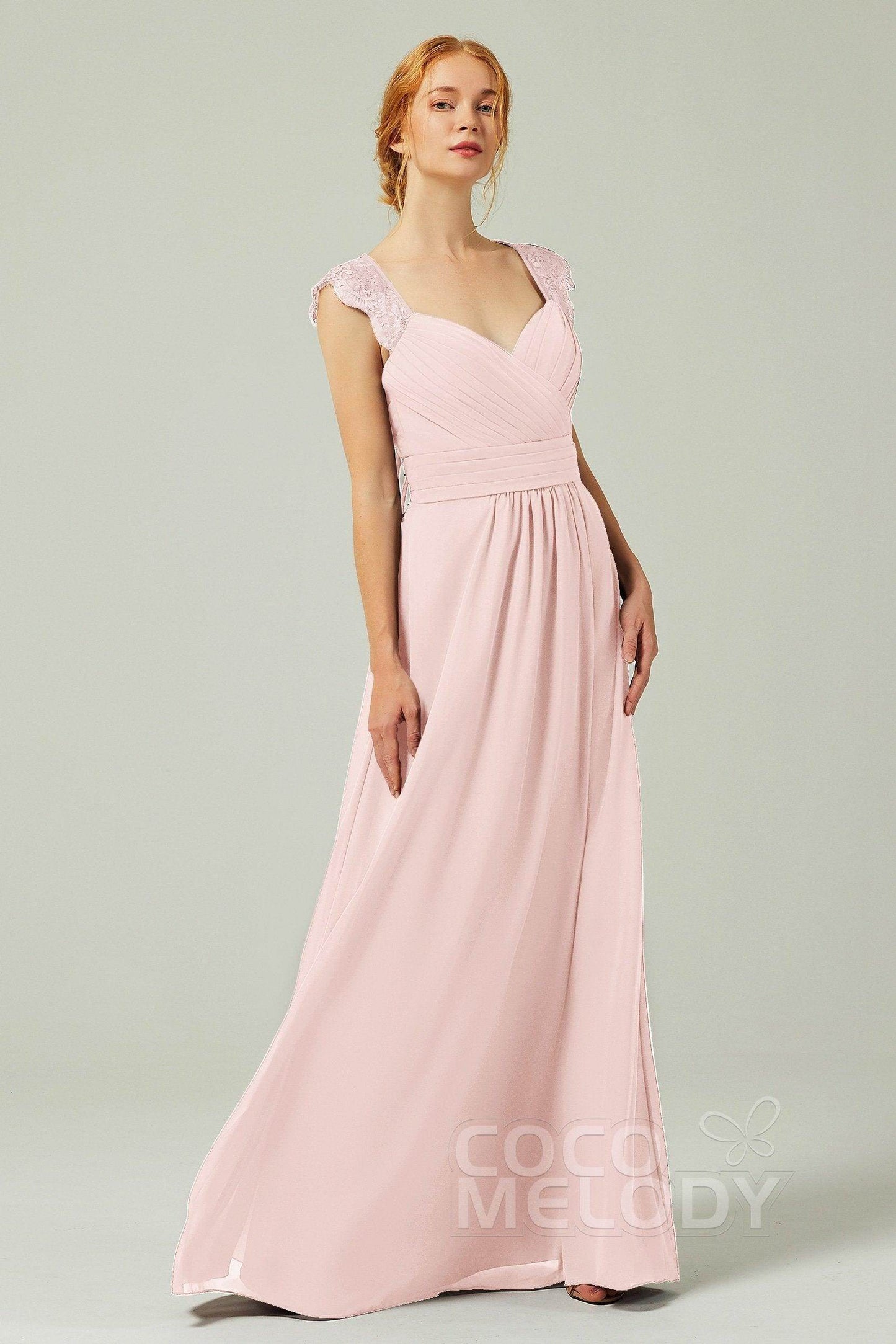 A-Line Floor Length Chiffon Bridesmaid Dress Formal Dresses CB0298 - COCOMELODY