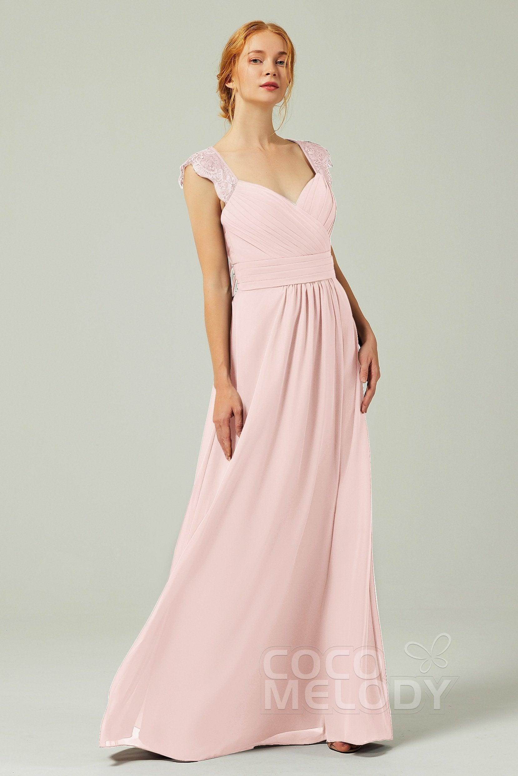 A-Line Floor Length Chiffon Bridesmaid Dress Formal Dresses CB0298 - COCOMELODY