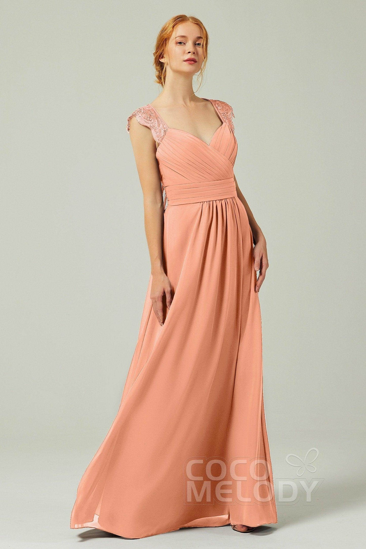 A-Line Floor Length Chiffon Bridesmaid Dress Formal Dresses CB0298 - COCOMELODY