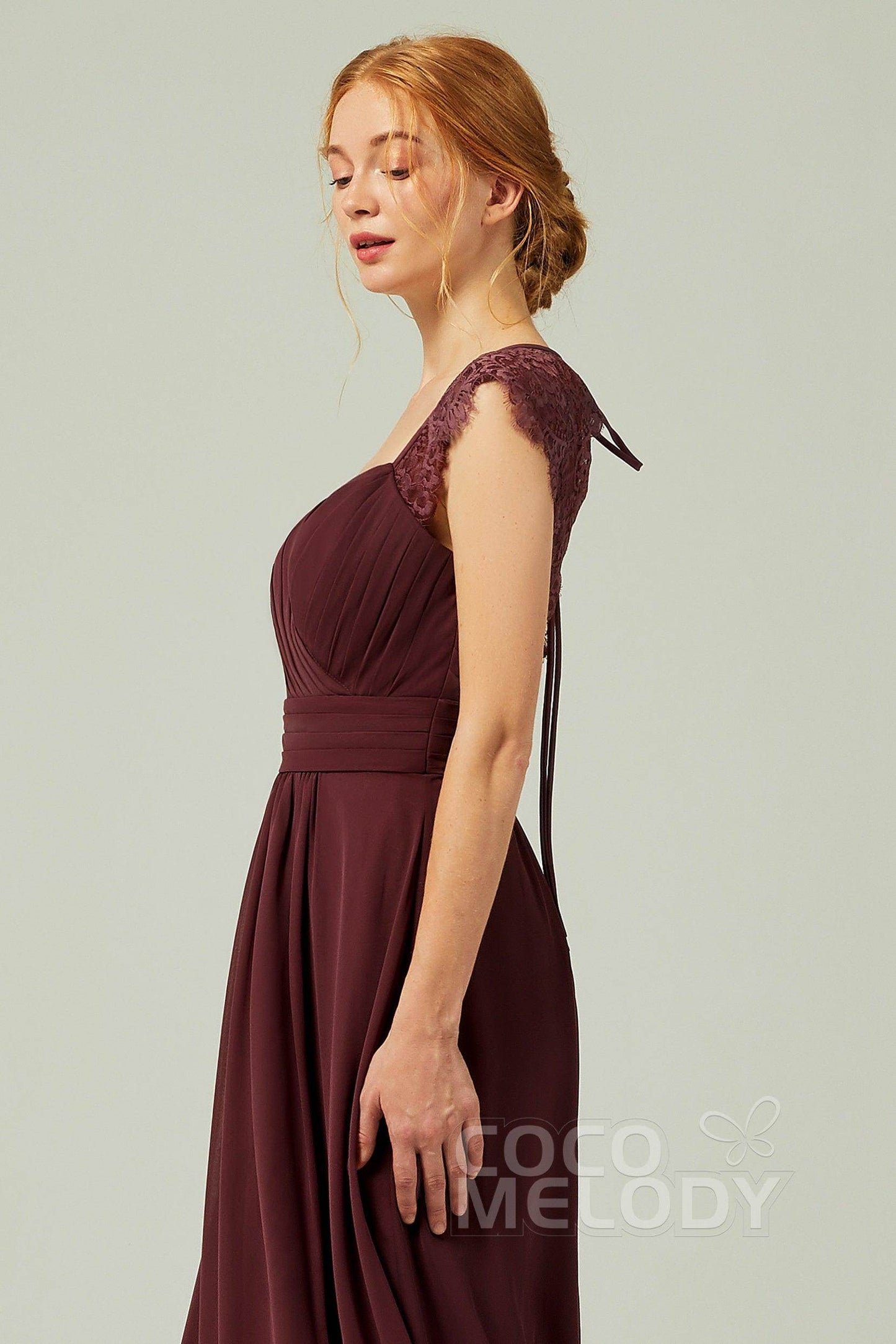 A-Line Floor Length Chiffon Bridesmaid Dress Formal Dresses CB0298 - COCOMELODY