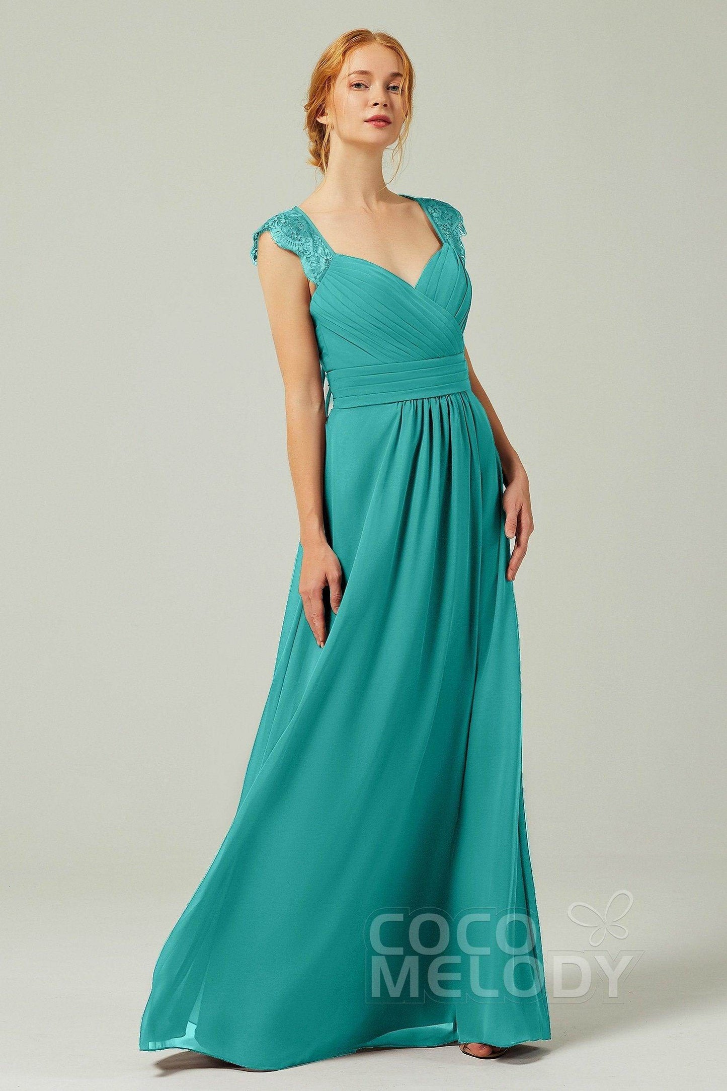 A-Line Floor Length Chiffon Bridesmaid Dress Formal Dresses CB0298 - COCOMELODY