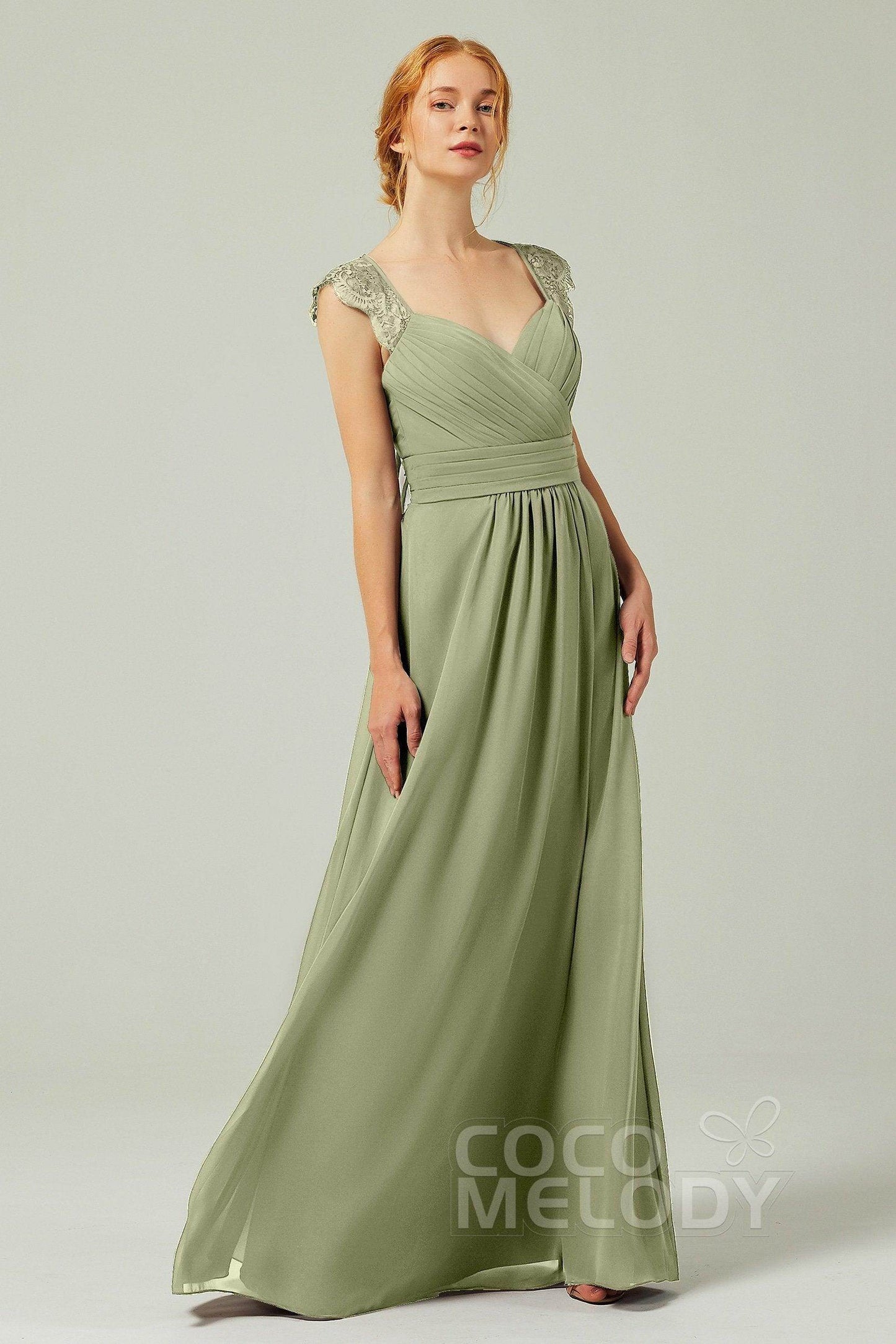 A-Line Floor Length Chiffon Bridesmaid Dress Formal Dresses CB0298 - COCOMELODY