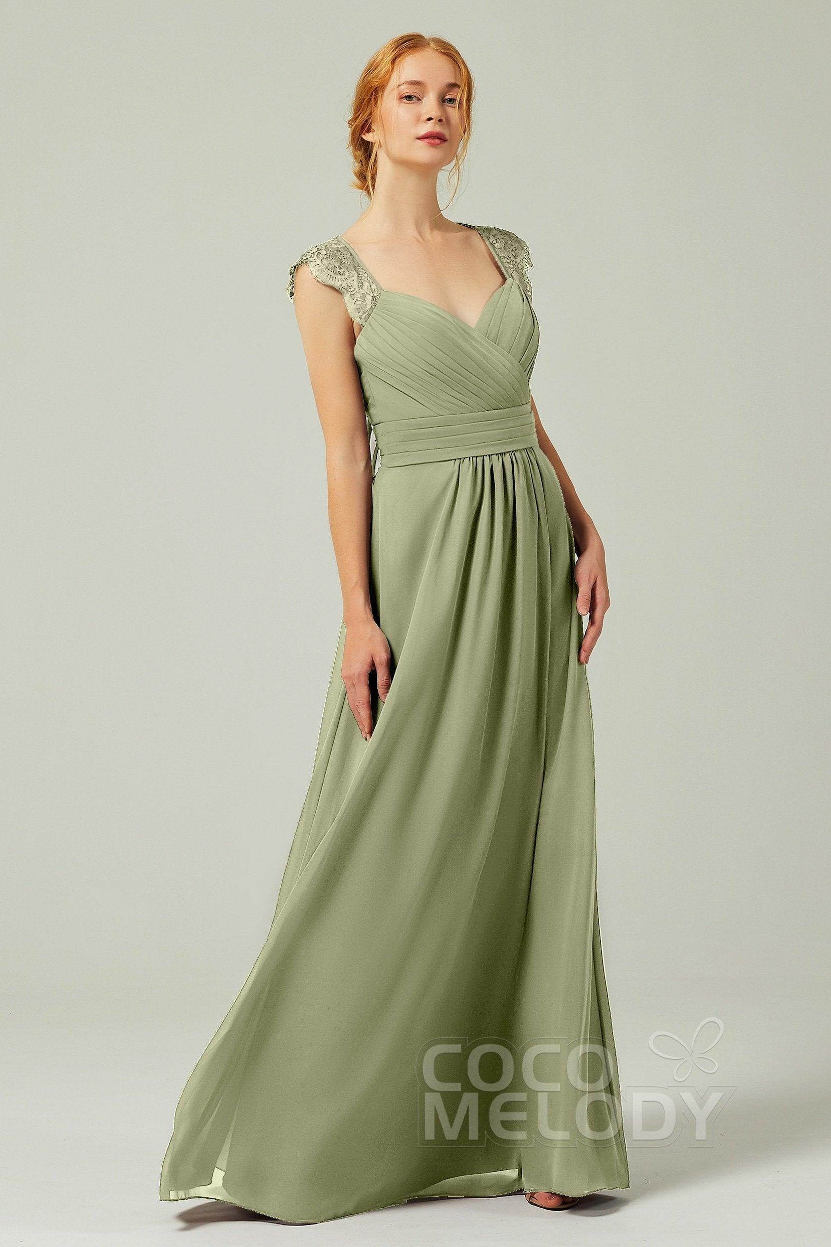 A-Line Floor Length Chiffon Bridesmaid Dress Formal Dresses CB0298 - COCOMELODY
