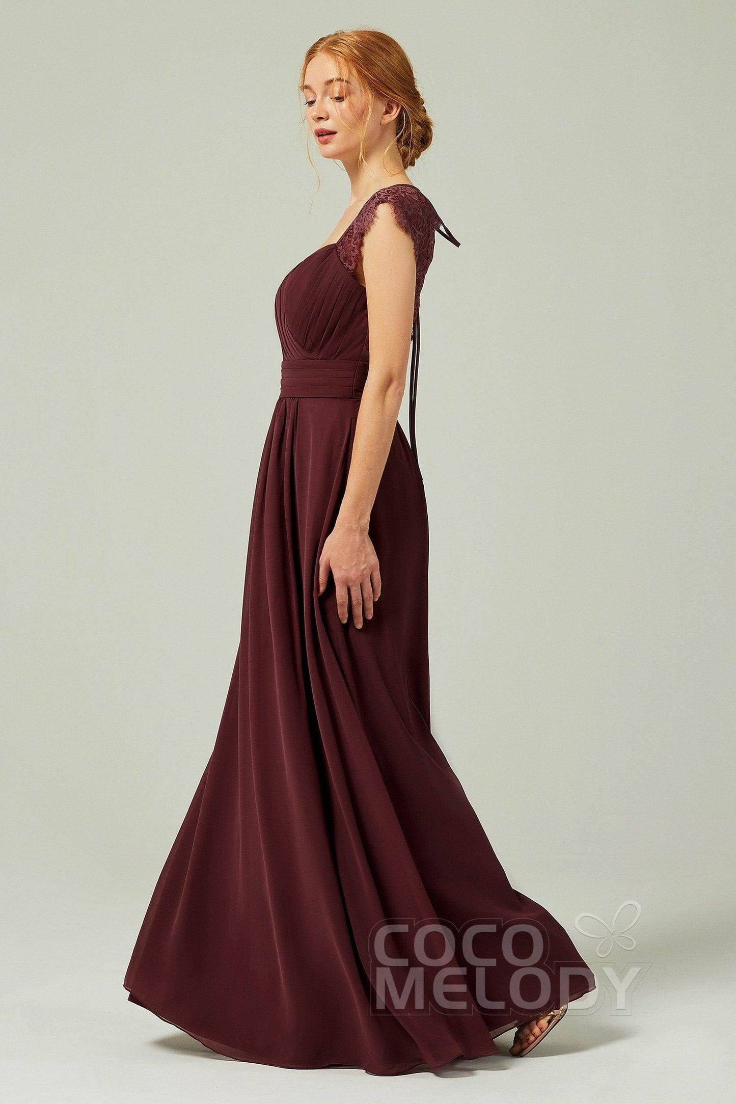 A-Line Floor Length Chiffon Bridesmaid Dress Formal Dresses CB0298 - COCOMELODY