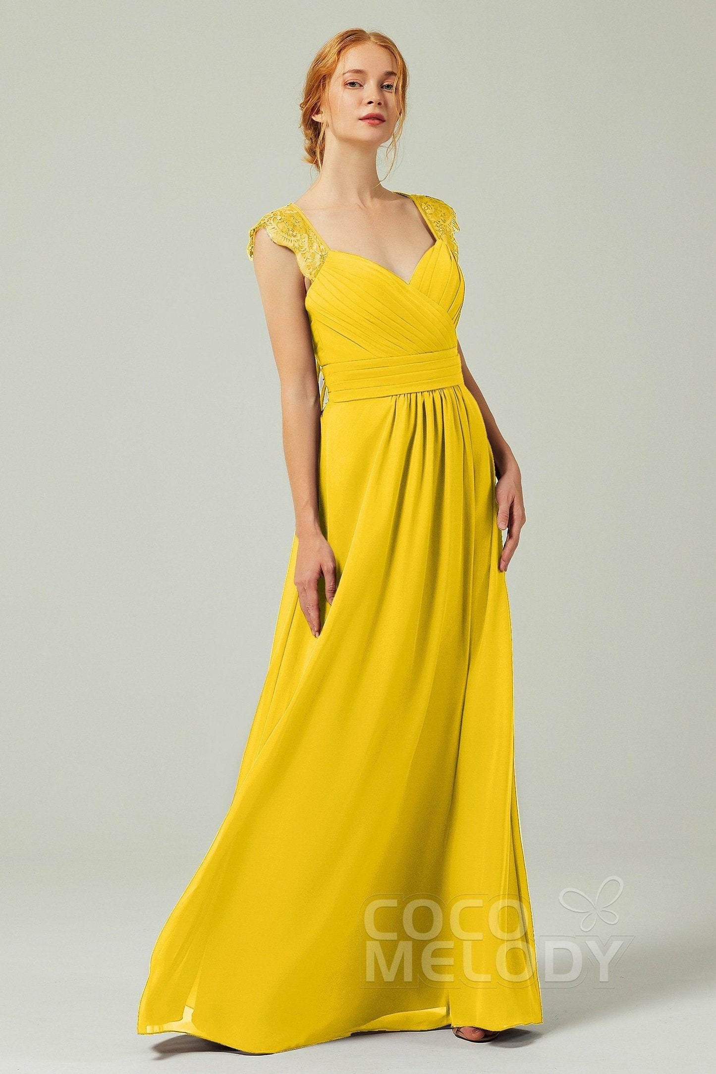 A-Line Floor Length Chiffon Bridesmaid Dress Formal Dresses CB0298 - COCOMELODY