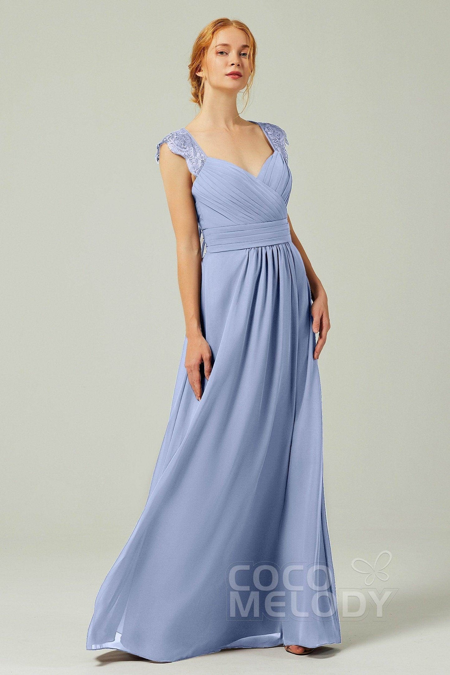 A-Line Floor Length Chiffon Bridesmaid Dress Formal Dresses CB0298 - COCOMELODY