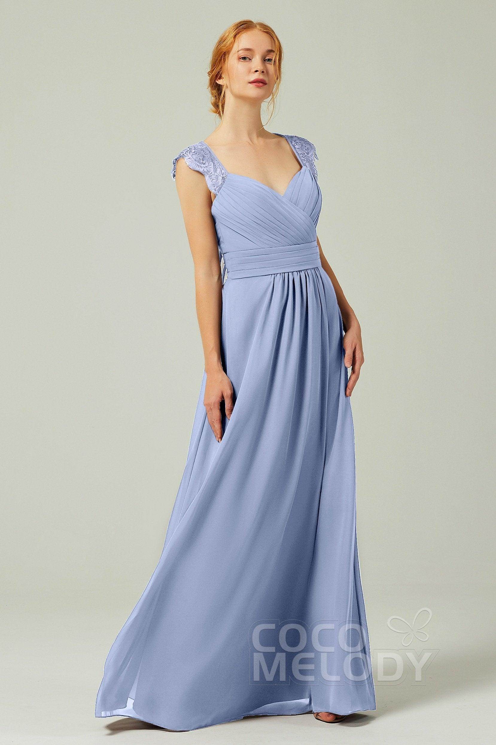 A-Line Floor Length Chiffon Bridesmaid Dress Formal Dresses CB0298 - COCOMELODY