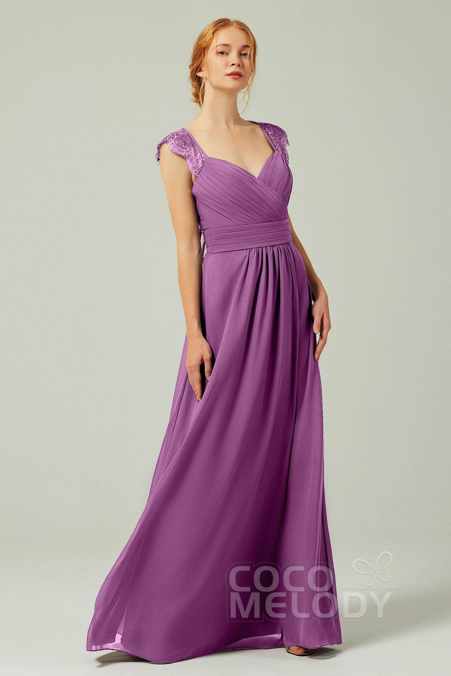 A-Line Floor Length Chiffon Bridesmaid Dress Formal Dresses CB0298 - COCOMELODY