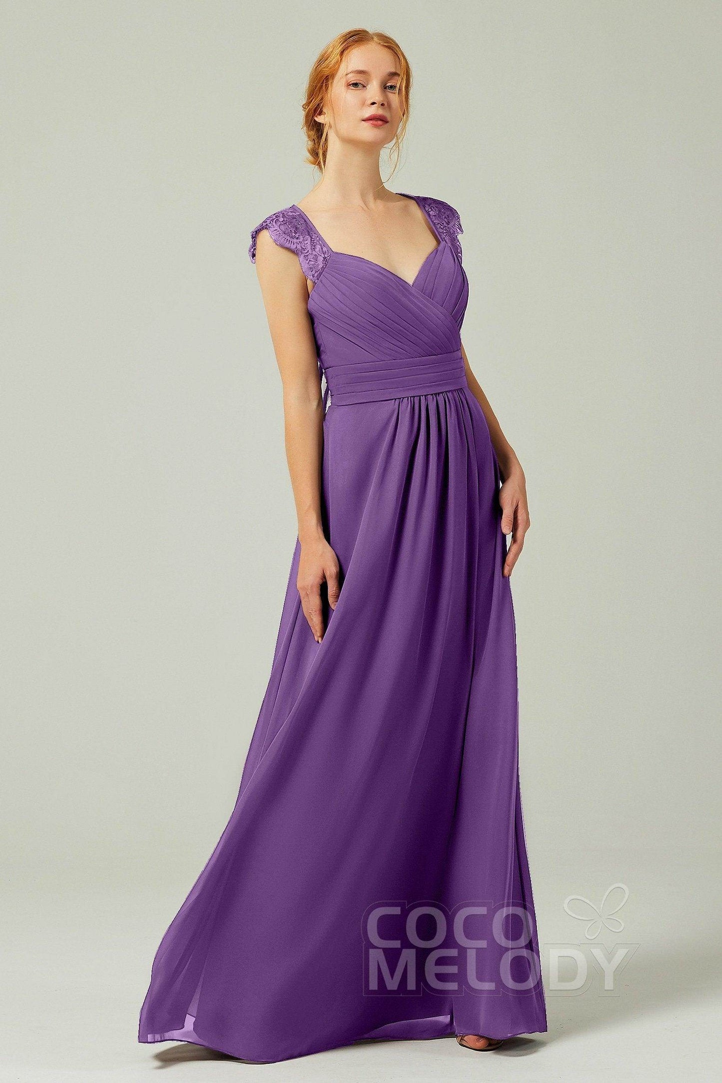 A-Line Floor Length Chiffon Bridesmaid Dress Formal Dresses CB0298 - COCOMELODY