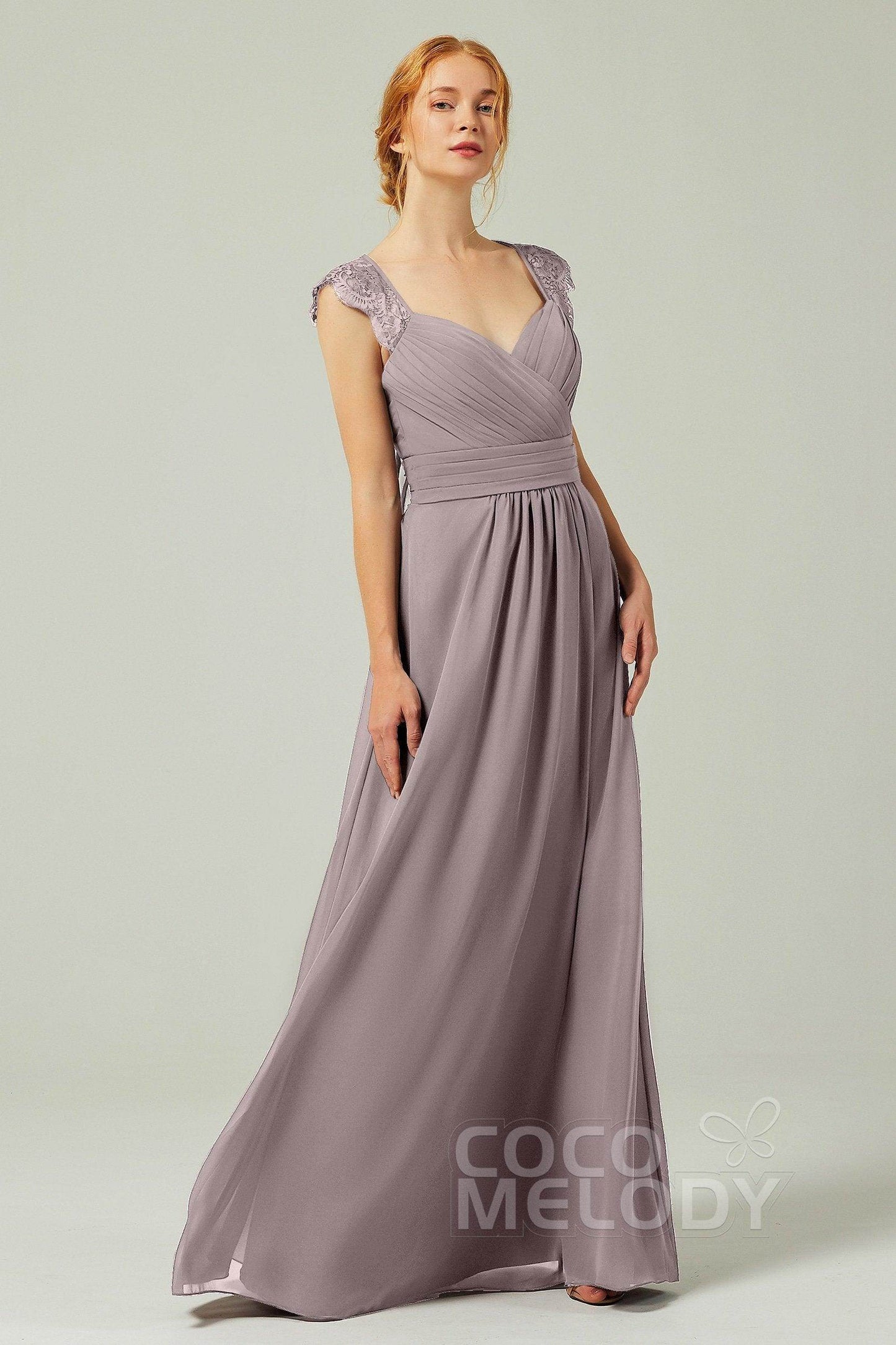 A-Line Floor Length Chiffon Bridesmaid Dress Formal Dresses CB0298 - COCOMELODY