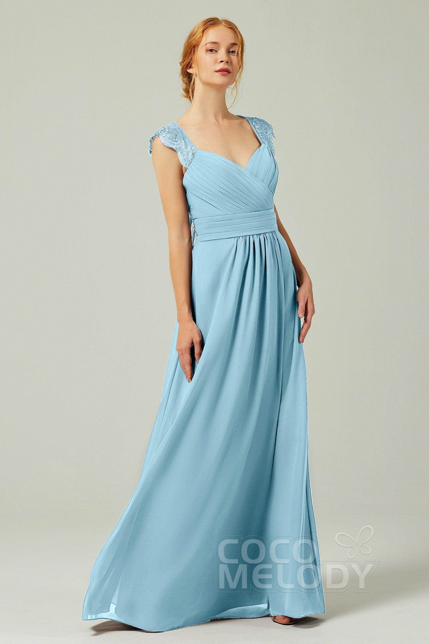 A-Line Floor Length Chiffon Bridesmaid Dress Formal Dresses CB0298 - COCOMELODY
