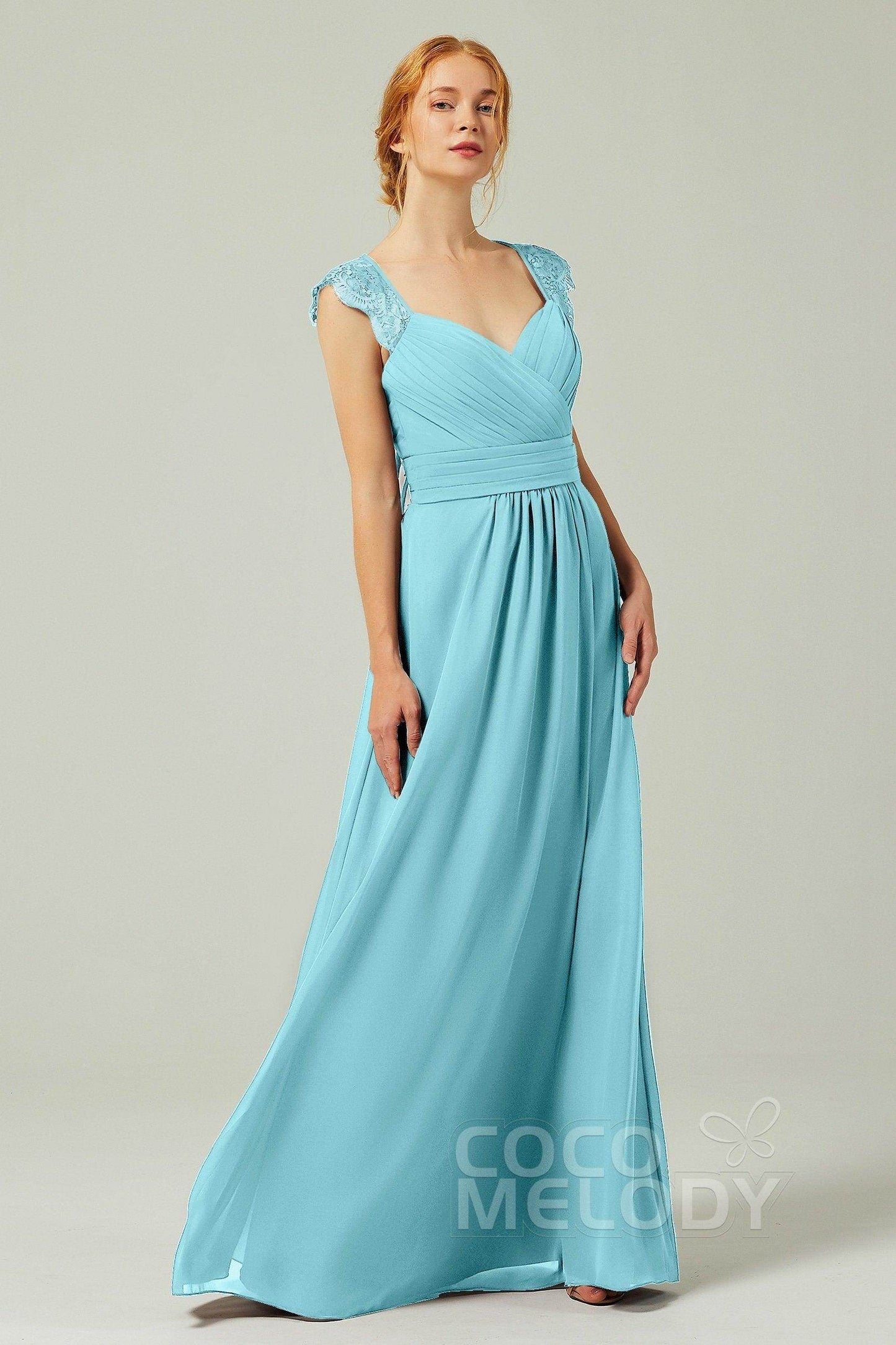 A-Line Floor Length Chiffon Bridesmaid Dress Formal Dresses CB0298 - COCOMELODY