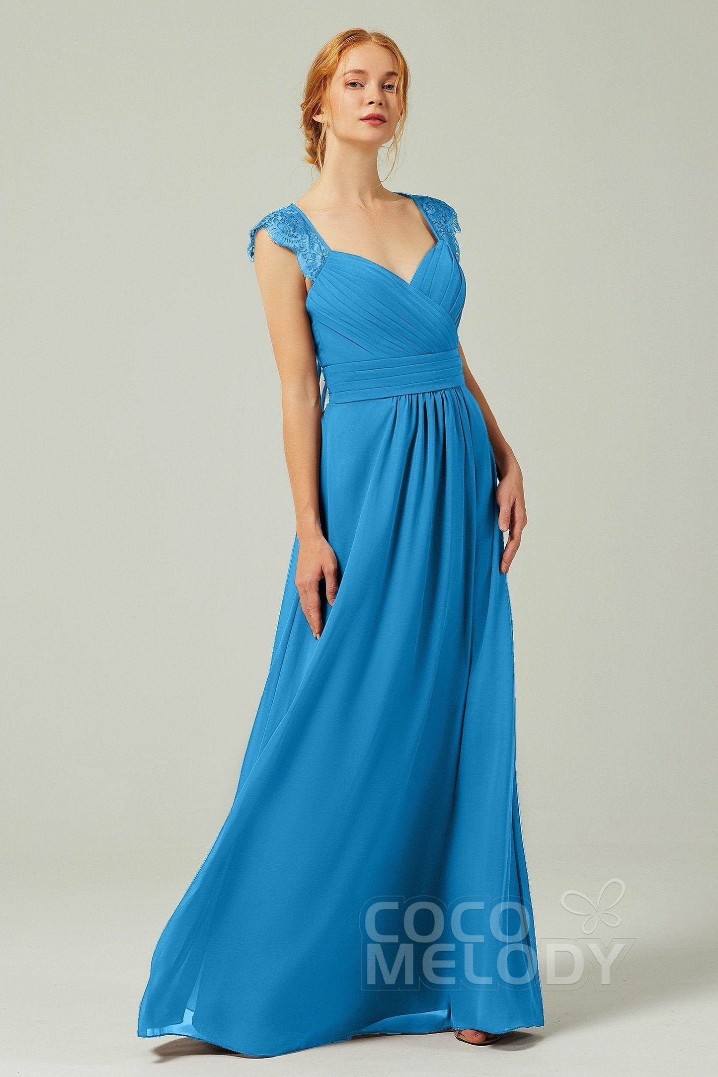 A-Line Floor Length Chiffon Bridesmaid Dress Formal Dresses CB0298 - COCOMELODY
