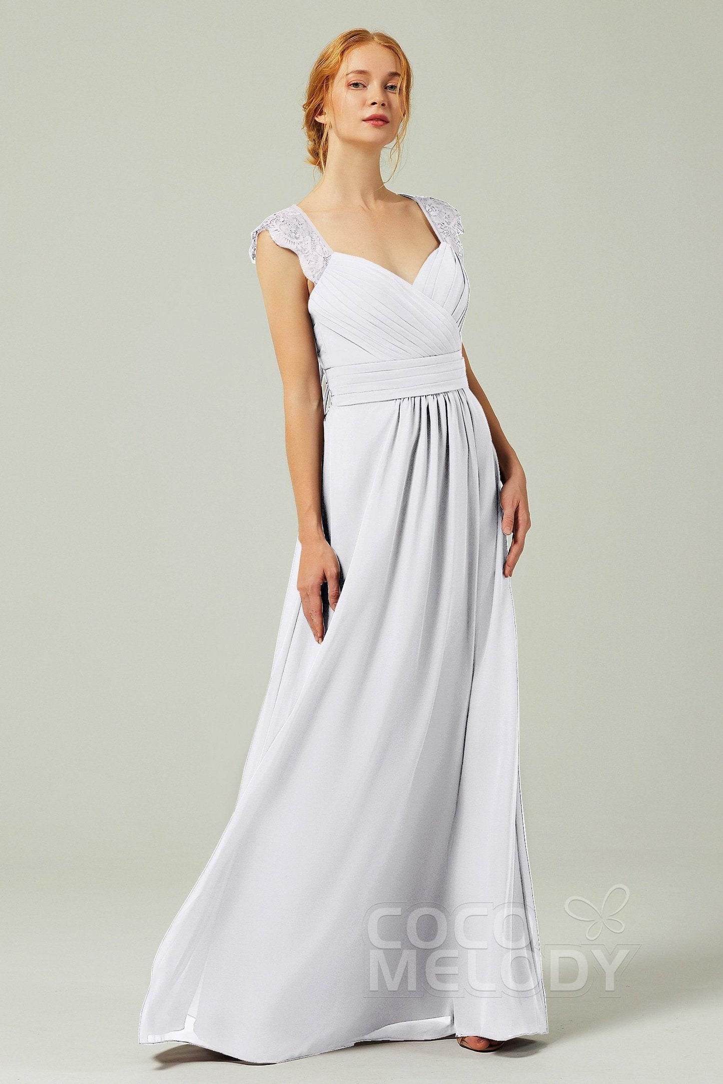 A-Line Floor Length Chiffon Bridesmaid Dress Formal Dresses CB0298 - COCOMELODY