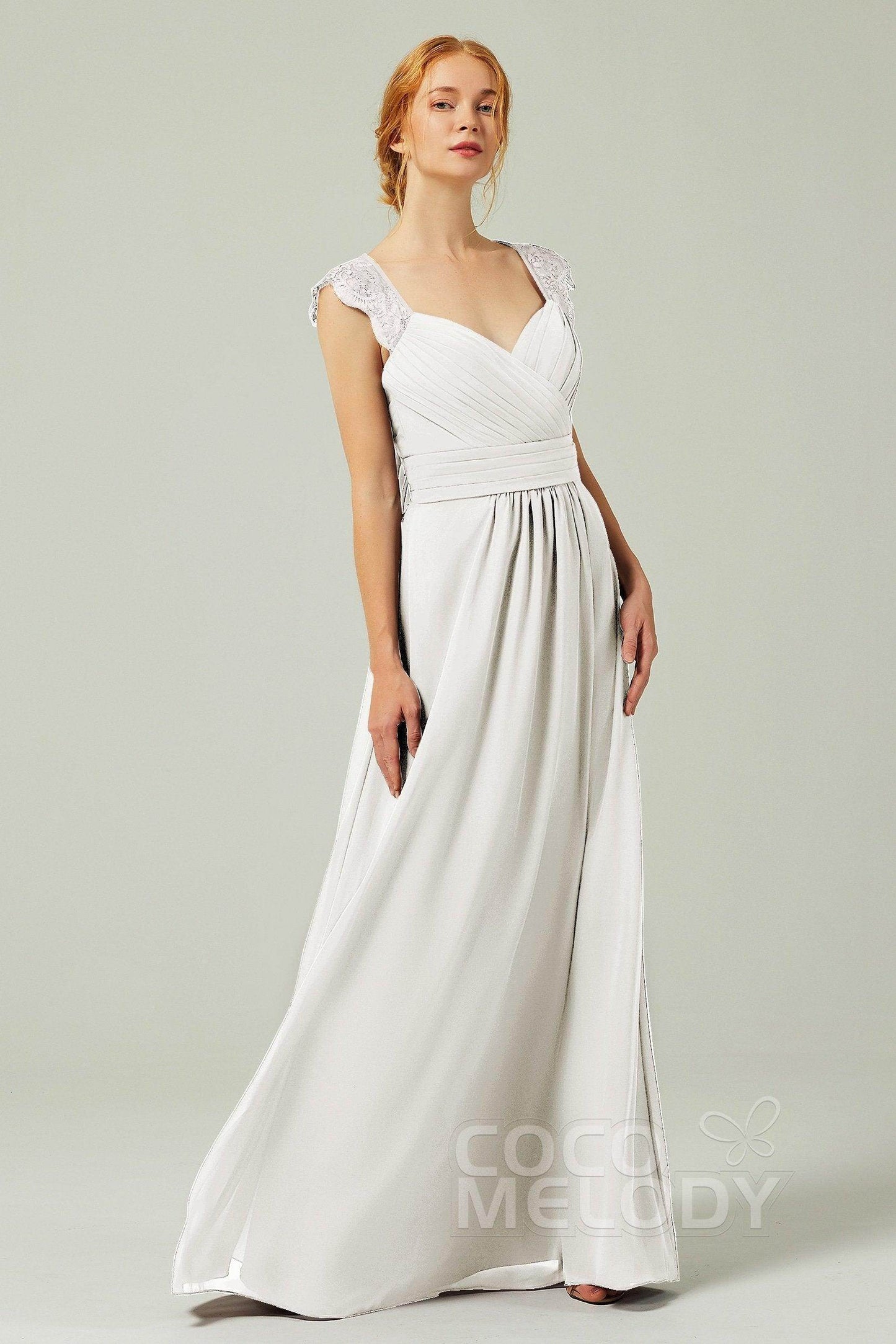 A-Line Floor Length Chiffon Bridesmaid Dress Formal Dresses CB0298 - COCOMELODY