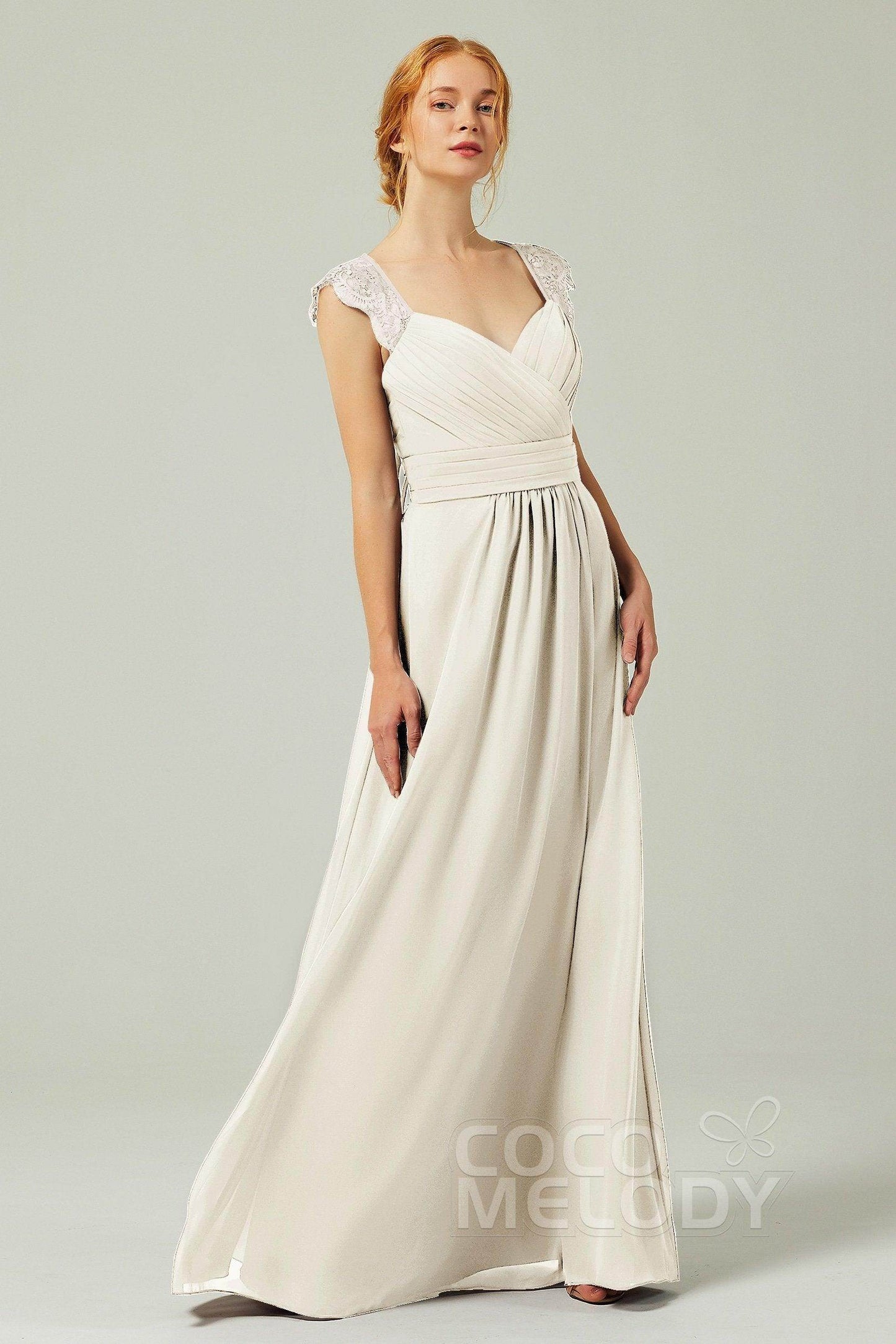 A-Line Floor Length Chiffon Bridesmaid Dress Formal Dresses CB0298 - COCOMELODY