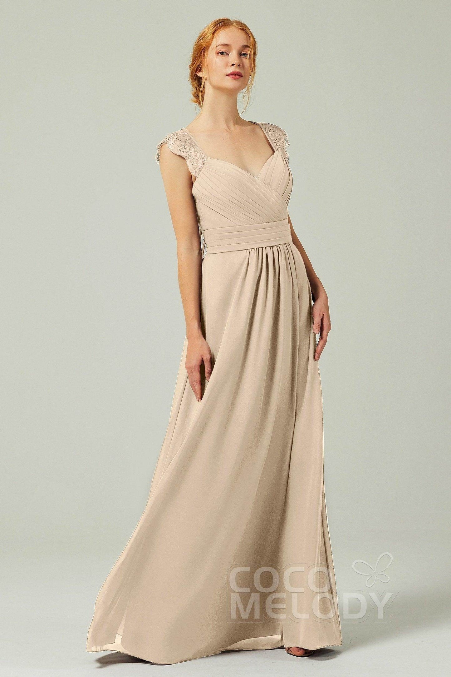 A-Line Floor Length Chiffon Bridesmaid Dress Formal Dresses CB0298 - COCOMELODY