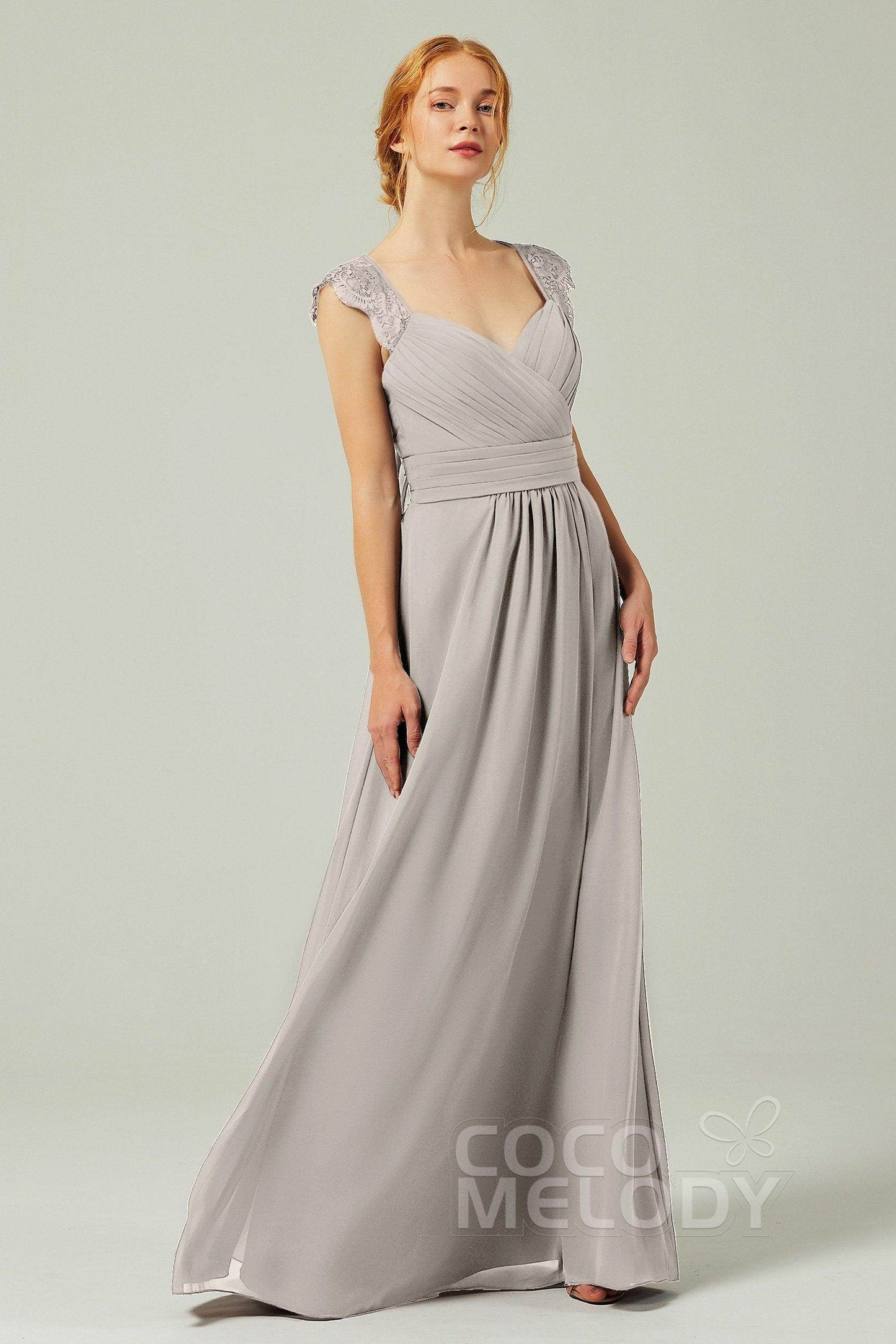 A-Line Floor Length Chiffon Bridesmaid Dress Formal Dresses CB0298 - COCOMELODY