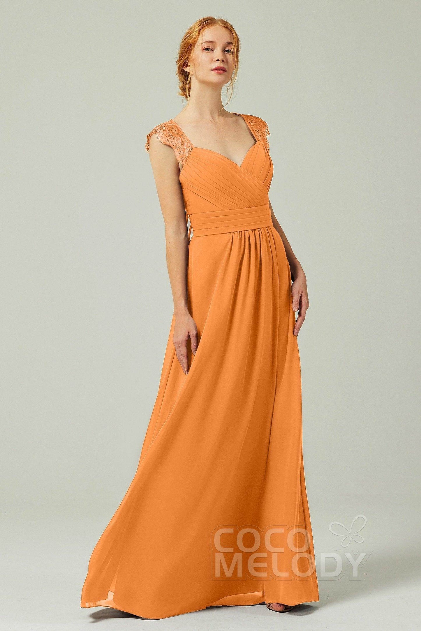 A-Line Floor Length Chiffon Bridesmaid Dress Formal Dresses CB0298 - COCOMELODY