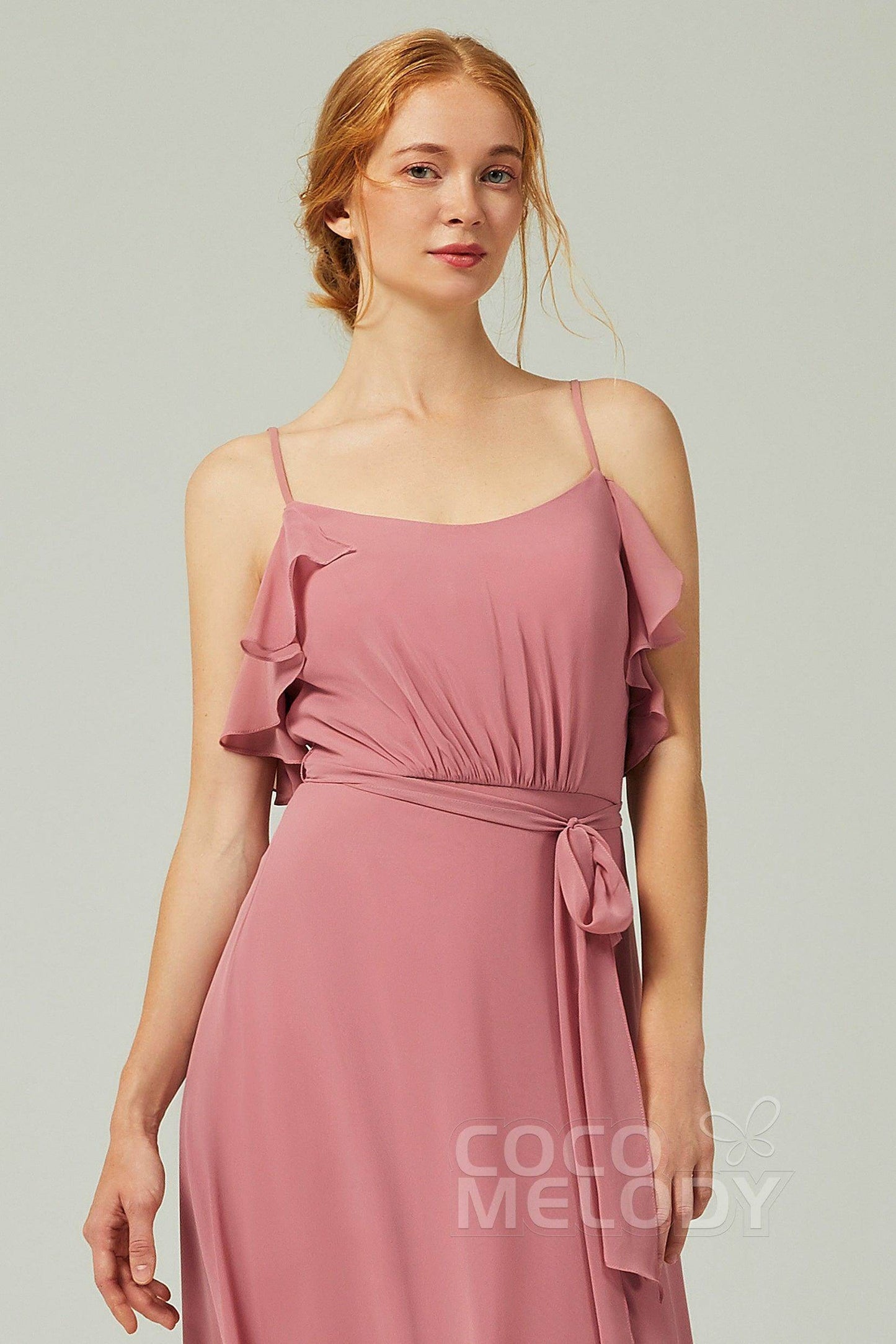 A-Line Floor Length Chiffon Bridesmaid Dress CB0299 - COCOMELODY