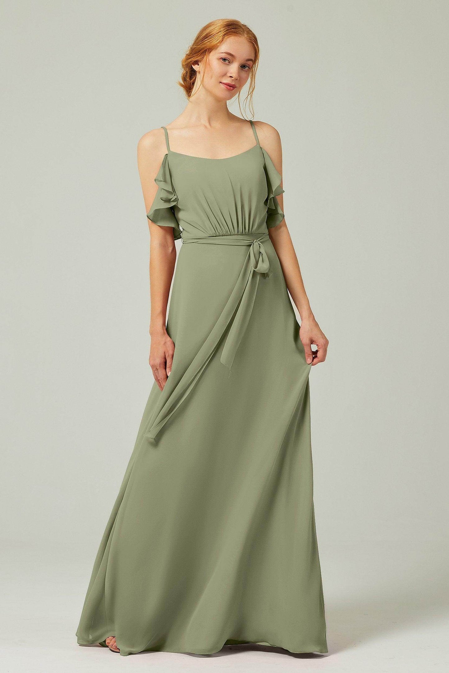 A-Line Floor Length Chiffon Bridesmaid Dress CB0299 - COCOMELODY