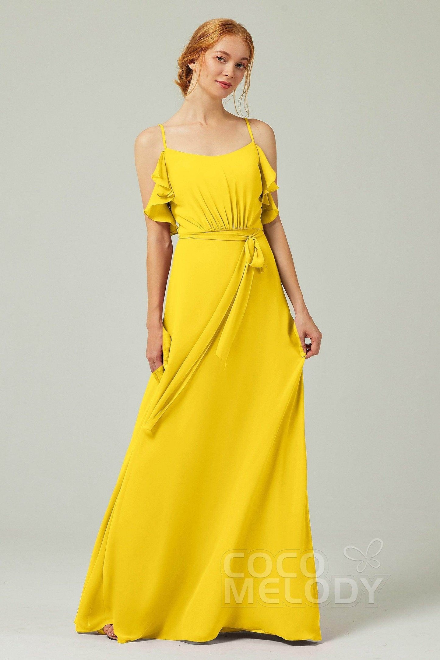 A-Line Floor Length Chiffon Bridesmaid Dress CB0299 - COCOMELODY